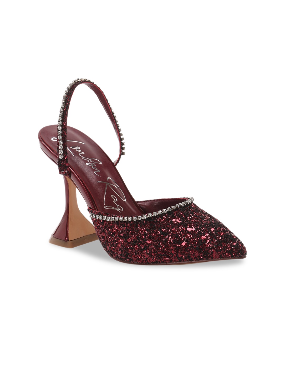 

London Rag Burgundy Embellished Party Block Pumps