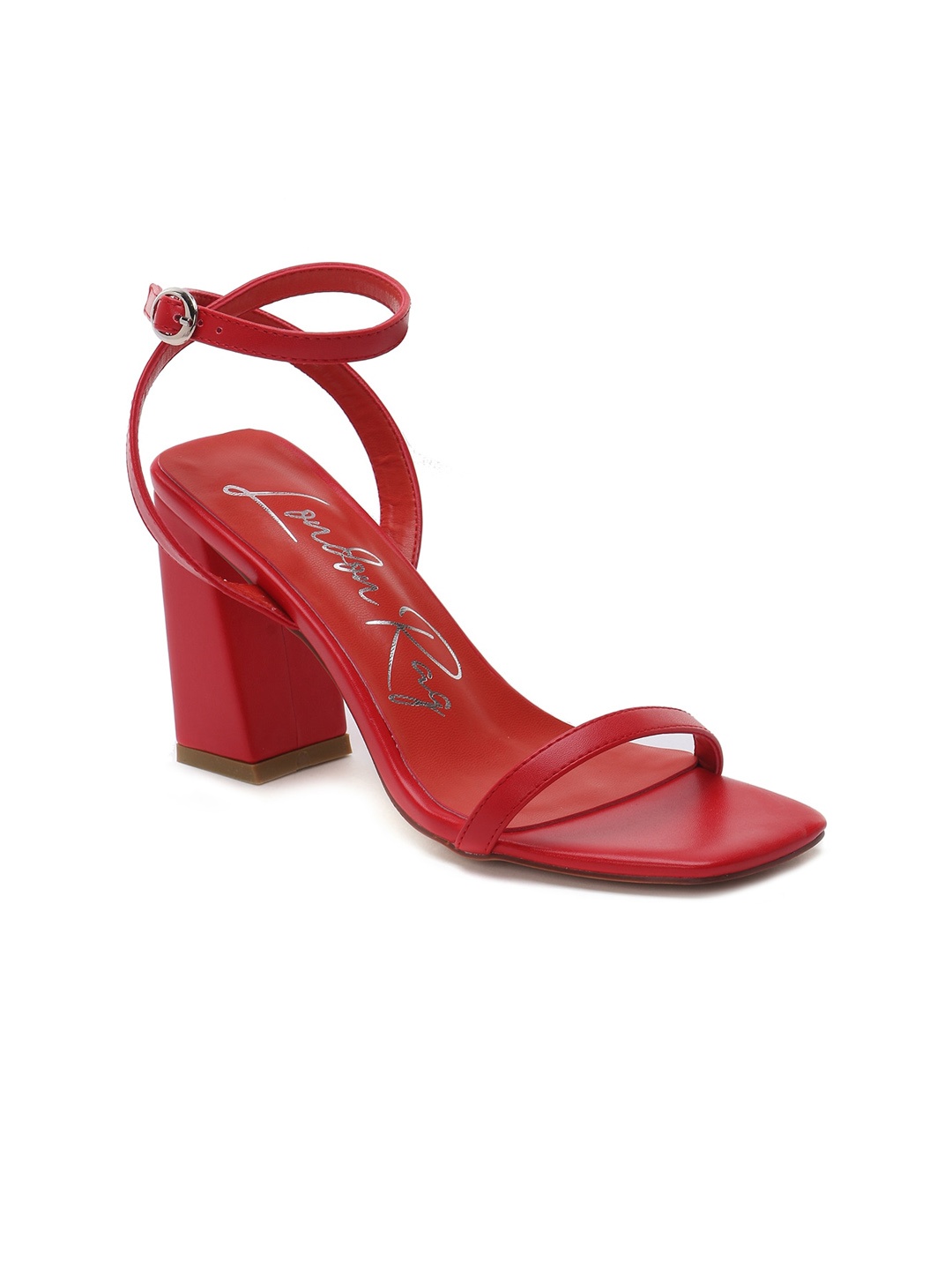 

London Rag Red PU Party Block Sandals with Buckles