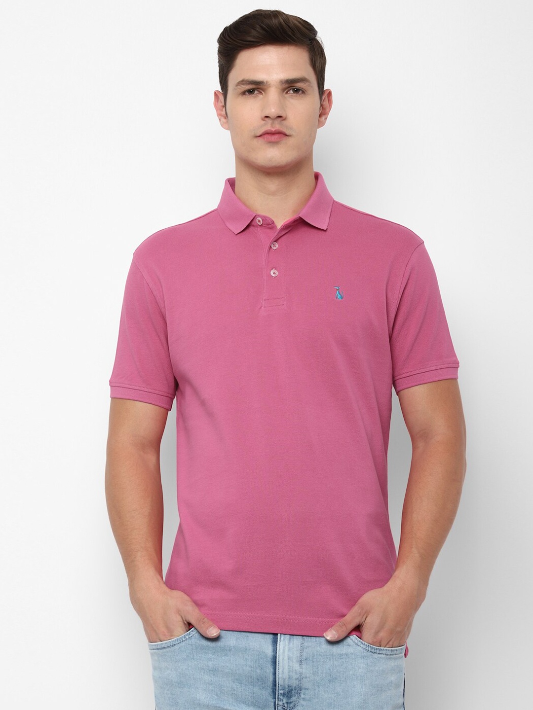 

SIMON CARTER LONDON Men Pink Polo Collar Slim Fit T-shirt
