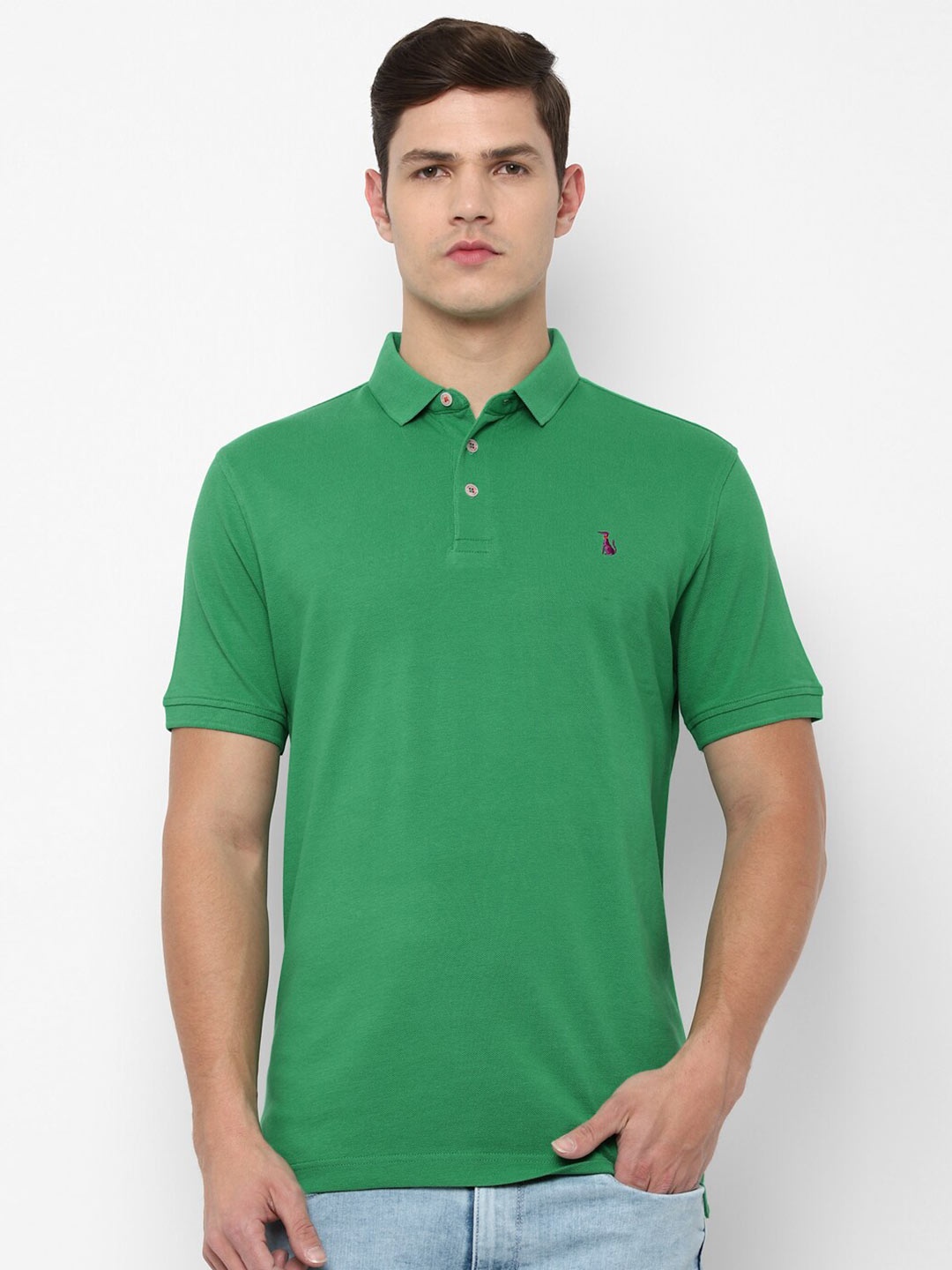 

SIMON CARTER LONDON Men Green Polo Collar Applique Slim Fit T-shirt