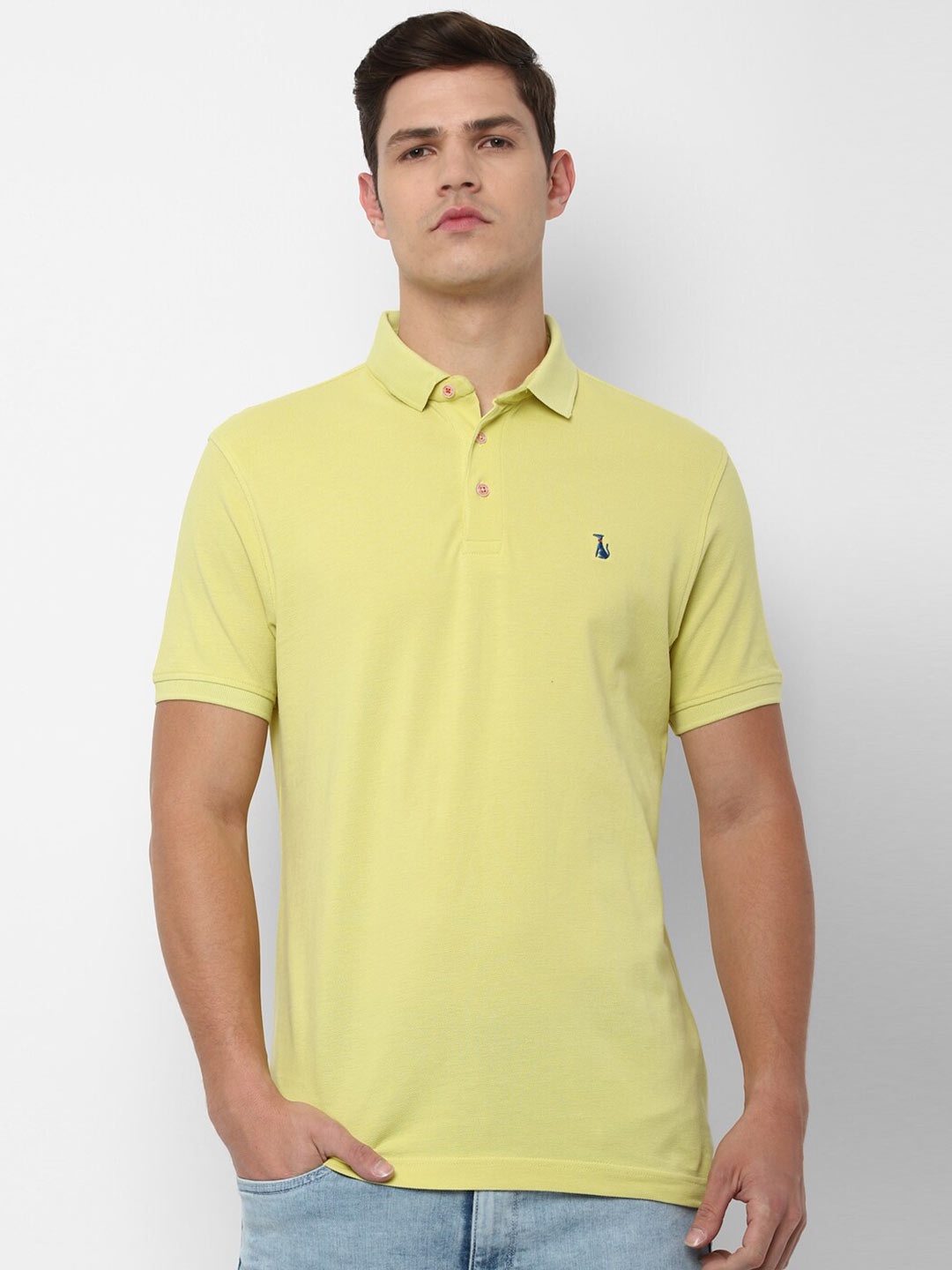

SIMON CARTER LONDON Men Yellow Polo Collar Slim Fit T-shirt