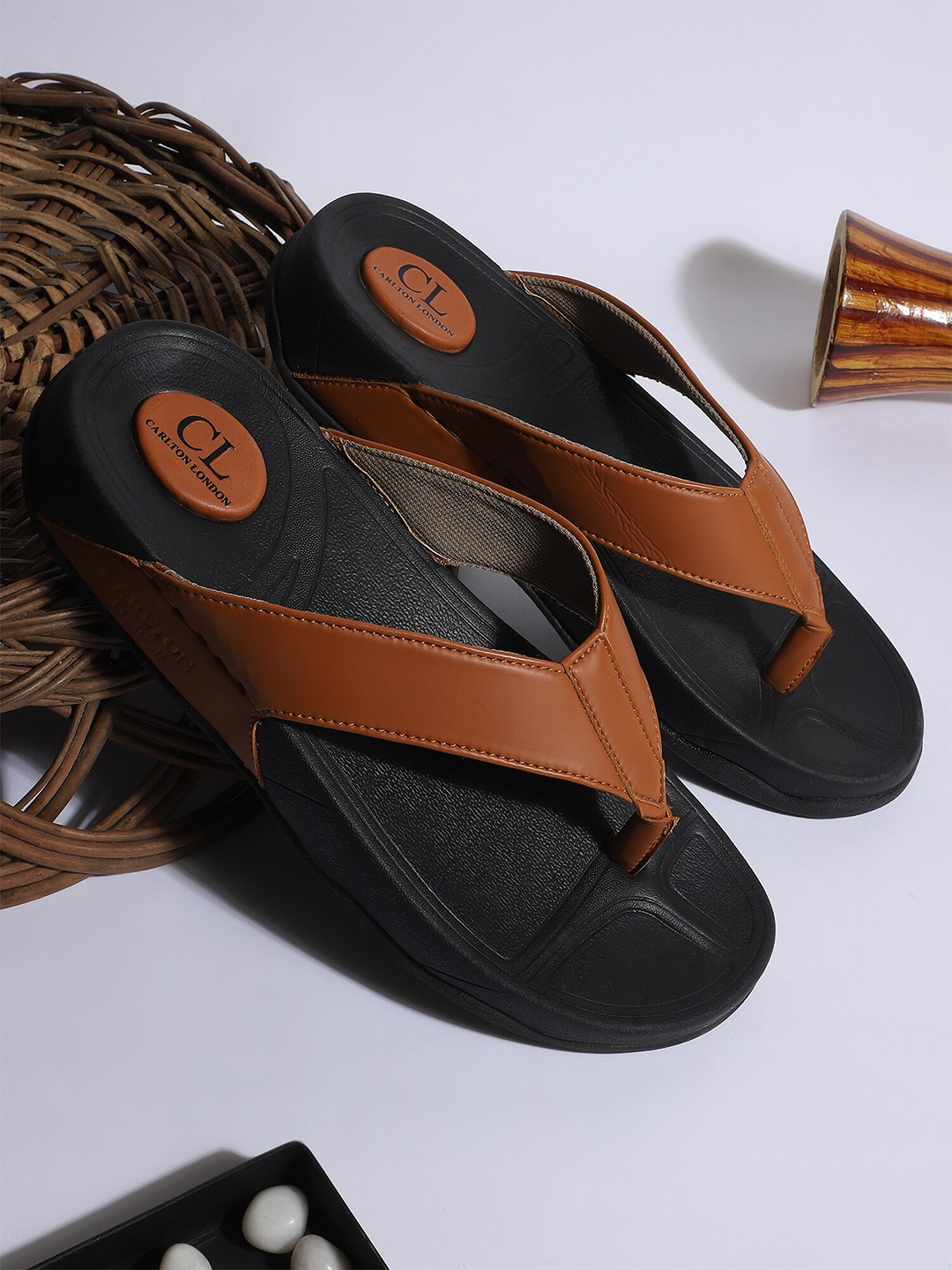 

Carlton London Men Tan Brown Comfort Sandals