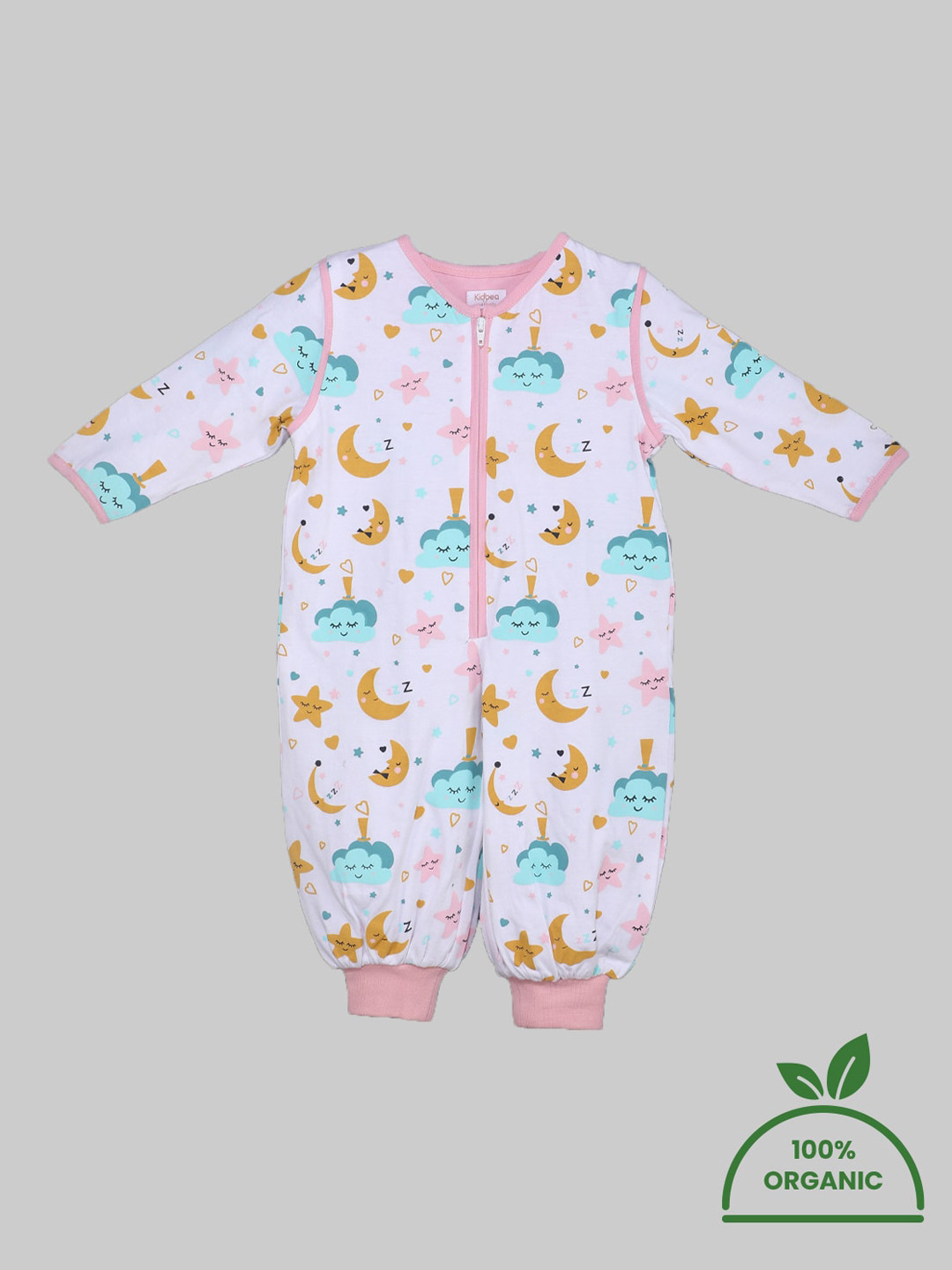 

Kidbea Girls Printed Organic Cotton Sleepsuit, White