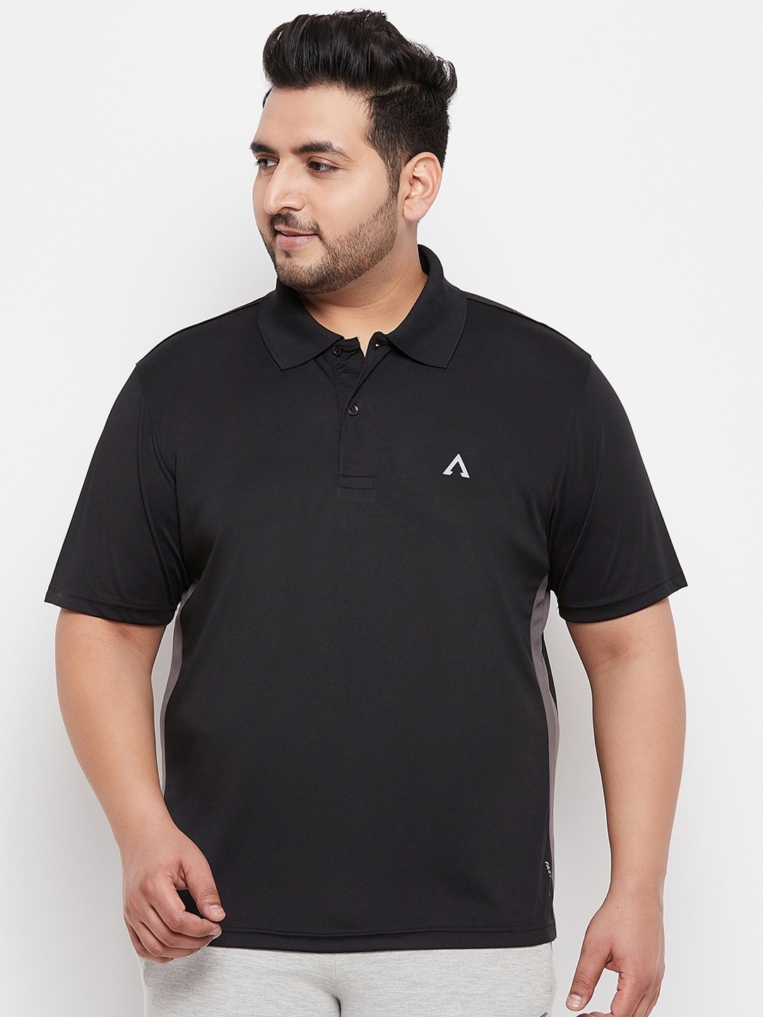 

AUSTIVO Men Black Polo Collar Running T-shirt