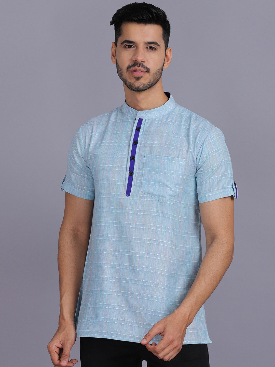 

Waahiba Men Blue Cotton Kurta