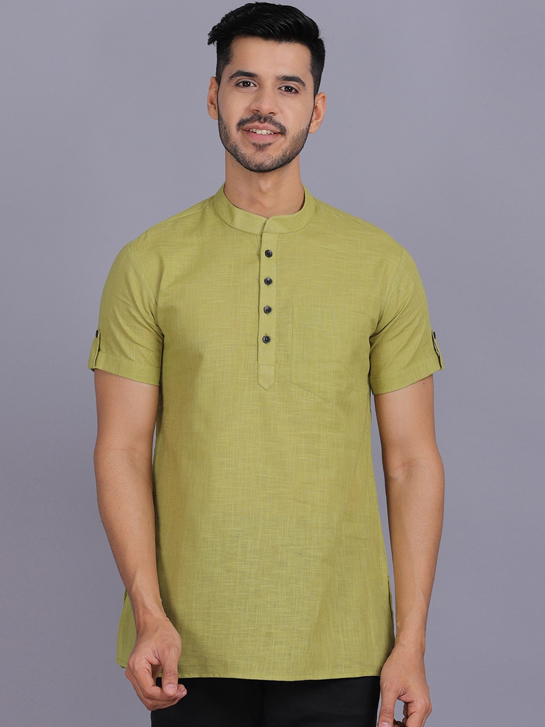 

Waahiba Men Green Cotton Kurta