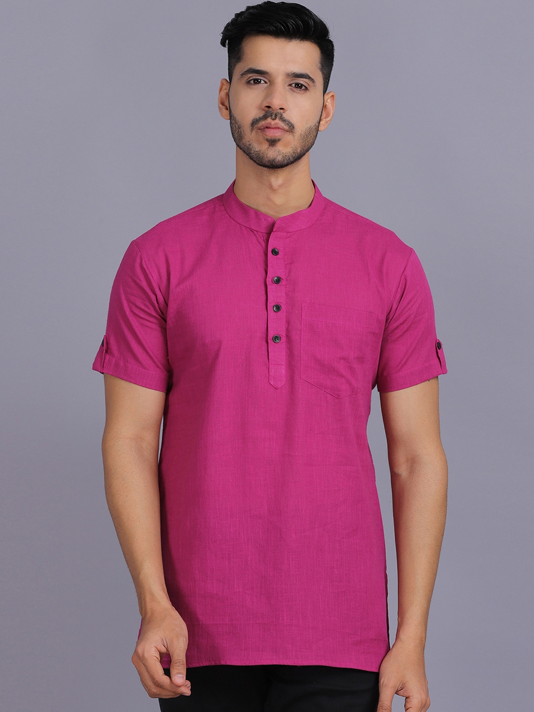 

Waahiba Men Magenta Cotton Handloom Kurta