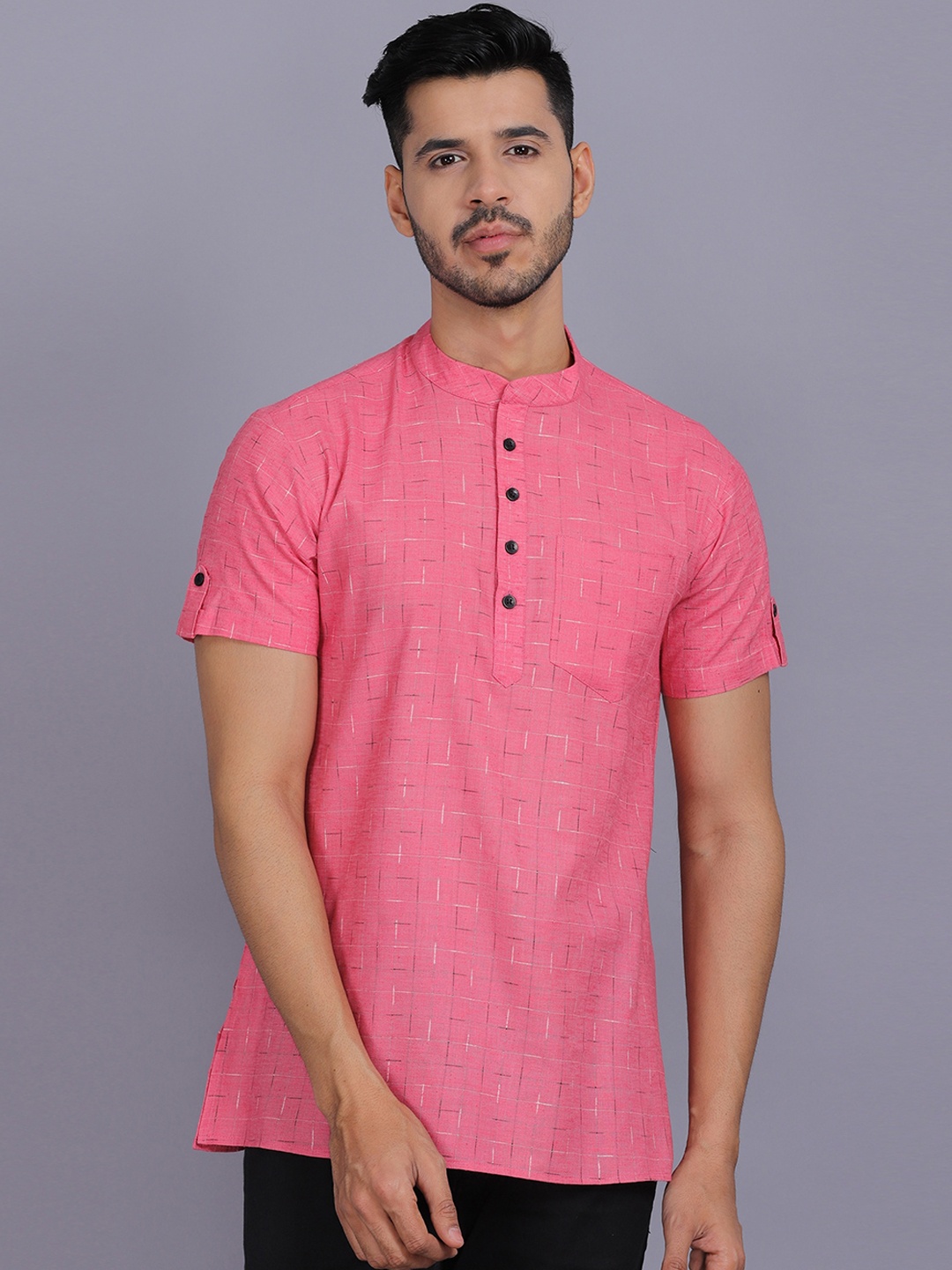 

Waahiba Men Magenta Cotton Kurta