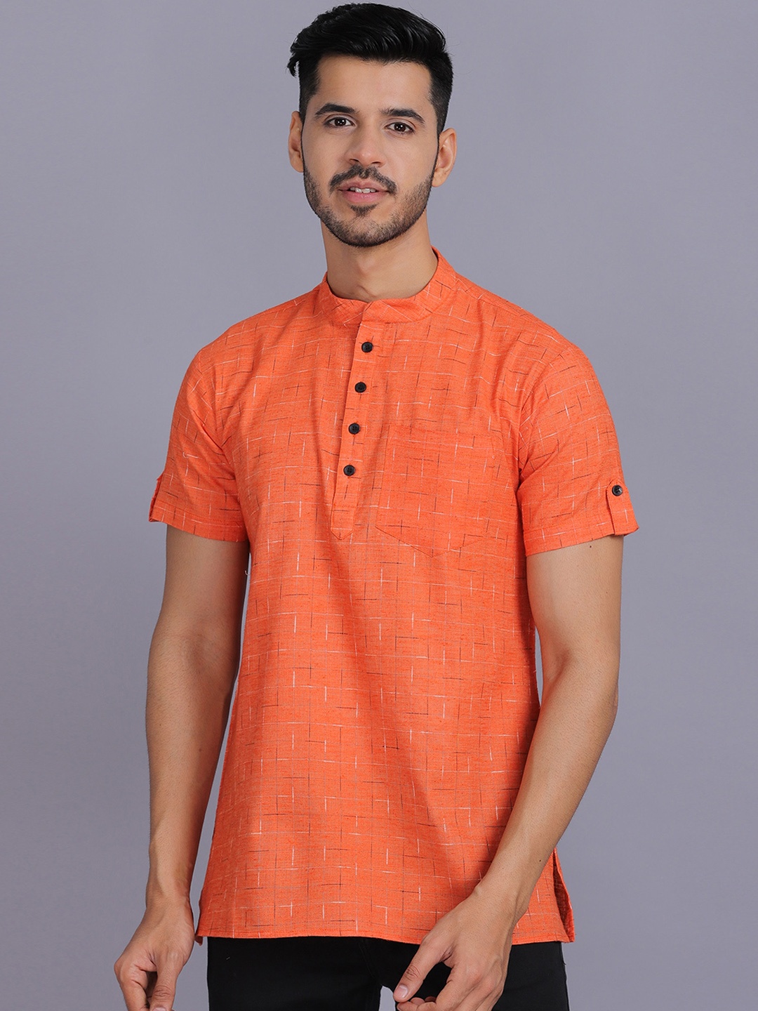 

Waahiba Men Orange Cotton Kurta