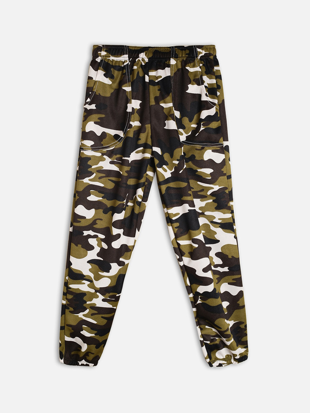 

Fashionable Girls Brown & Green Camouflage Printed Joggers