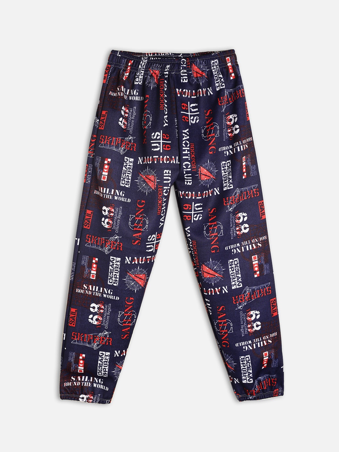 

Fashionable Girls Navy Blue Printed Track Pants