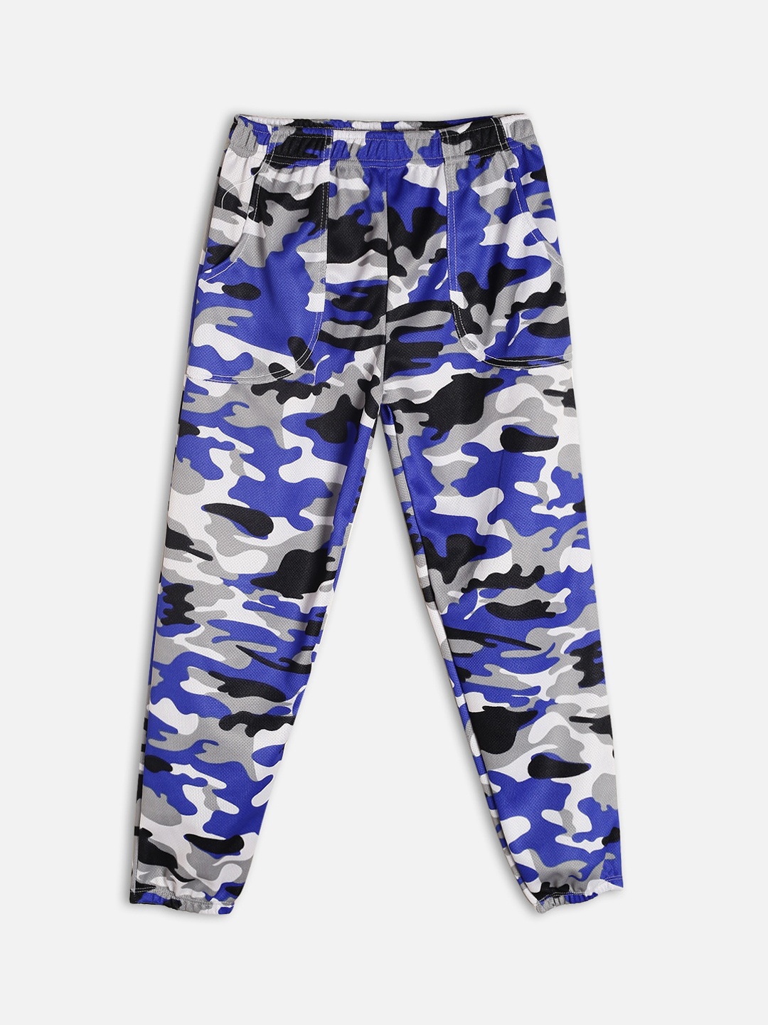 

Fashionable Boys Blue & White Camouflage Printed Joggers
