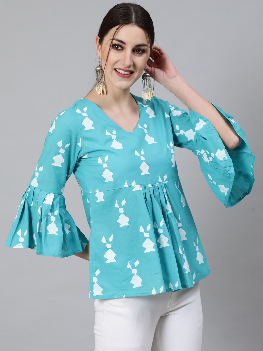 

Awadhi Blue & White Printed Tunic