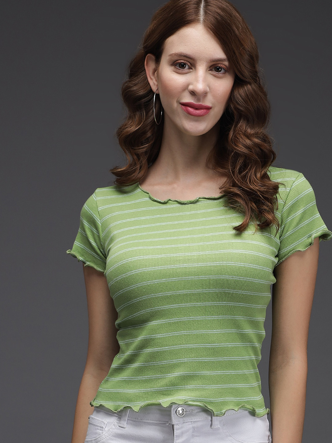 

Darzi Green & White Striped Top