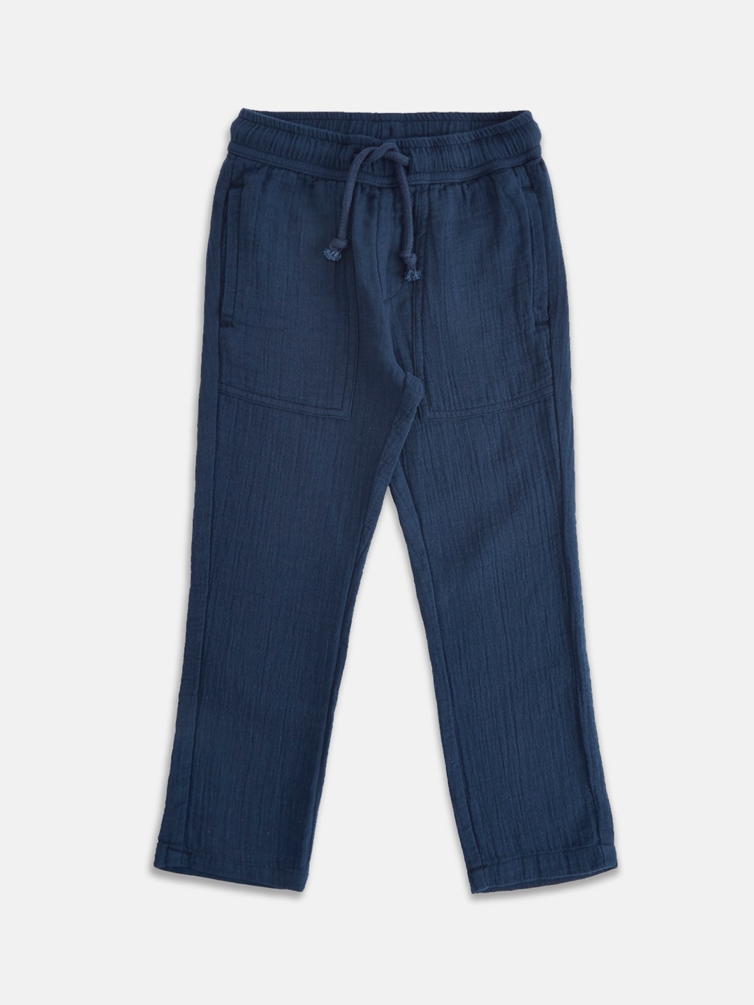 

Pantaloons Junior Boys Navy Blue Solid Mid Rise Regular Trousers