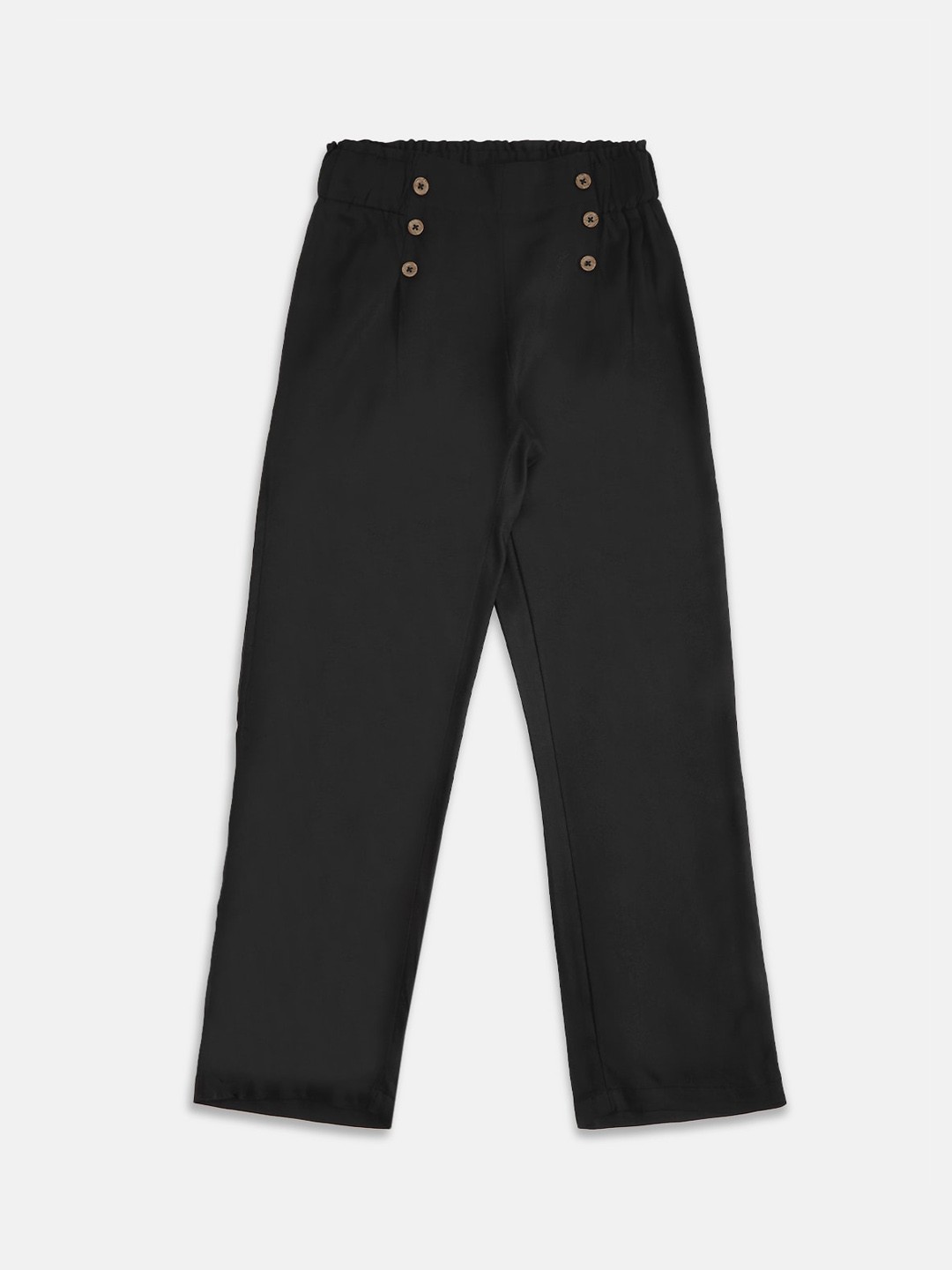 

Pantaloons Junior Girls Black Solid Pleated Regular Trousers