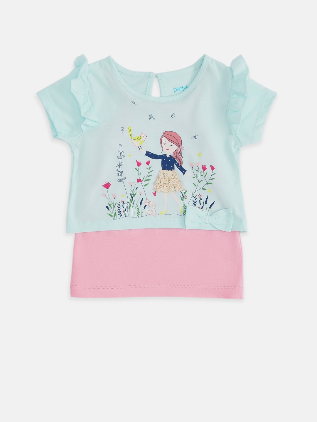 Pantaloons Baby Girls Green Printed T-shirt