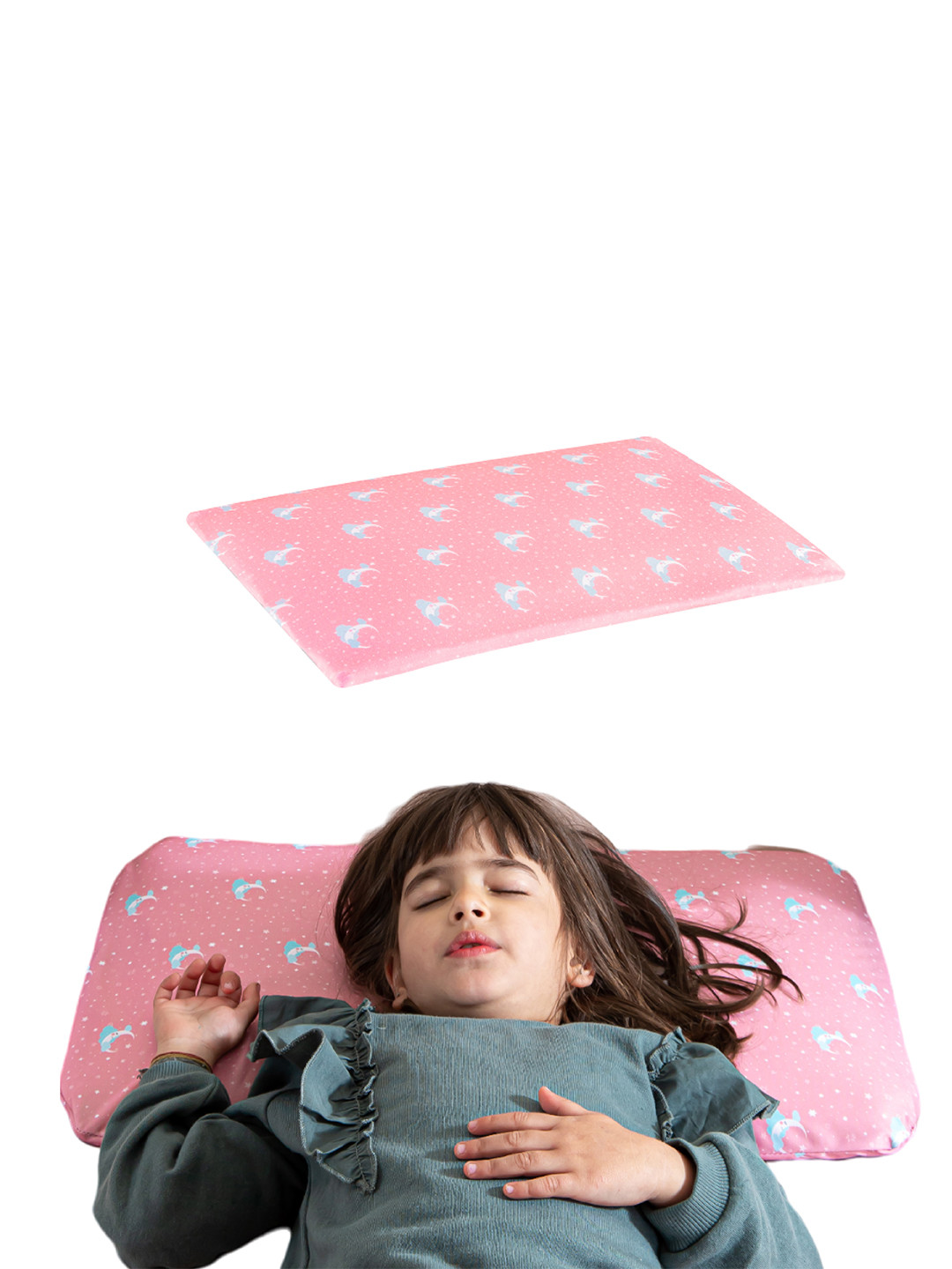 

The White Willow Kids Pink & Blue Printed Memory Foam Regular Bed Pillow