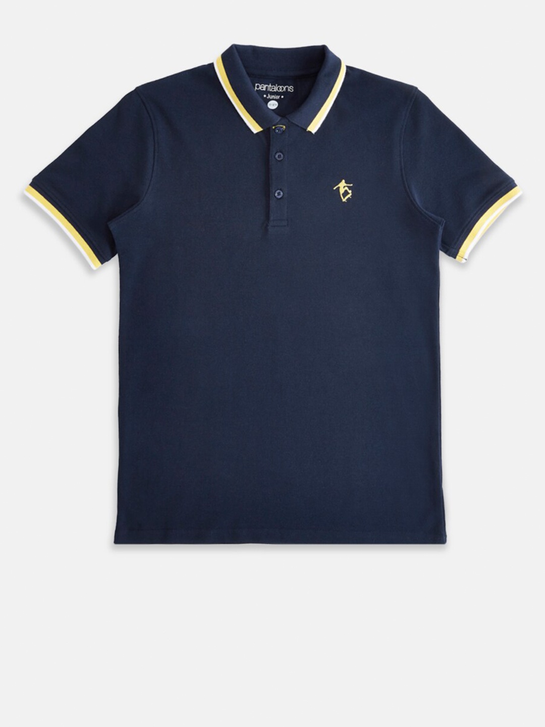 

Pantaloons Junior Boys Navy Blue Polo Collar Cotton T-shirt