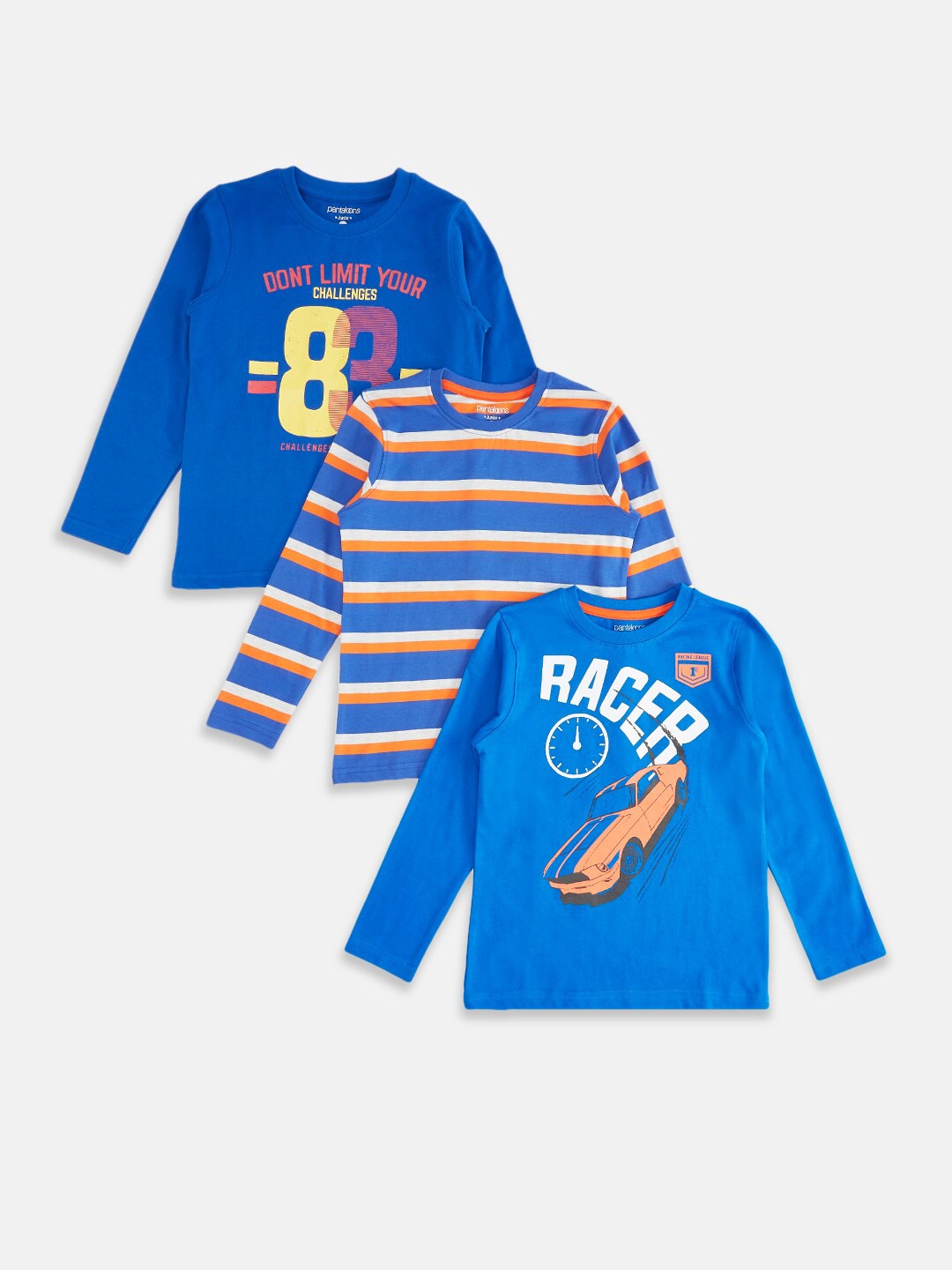

Pantaloons Junior Boys Blue Pack of 3 Printed T-shirt