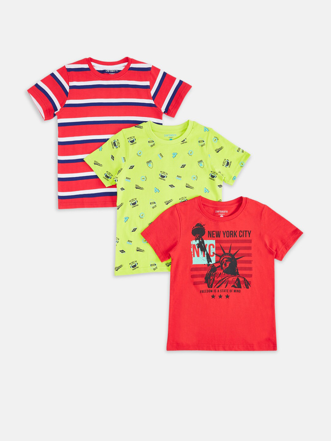 

Pantaloons Junior Boys Multicoloured 3 Printed T-shirt, Multi