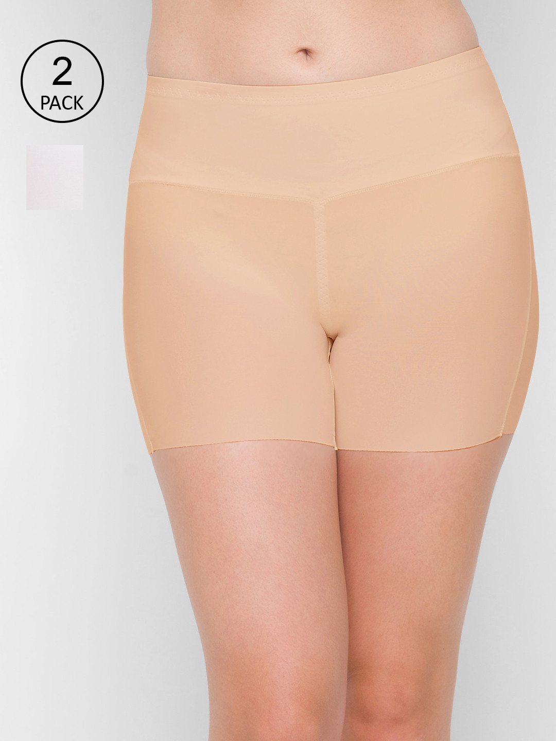 

FashionRack Women Pack Of 2 Beige & White Solid Boy Shorts Briefs
