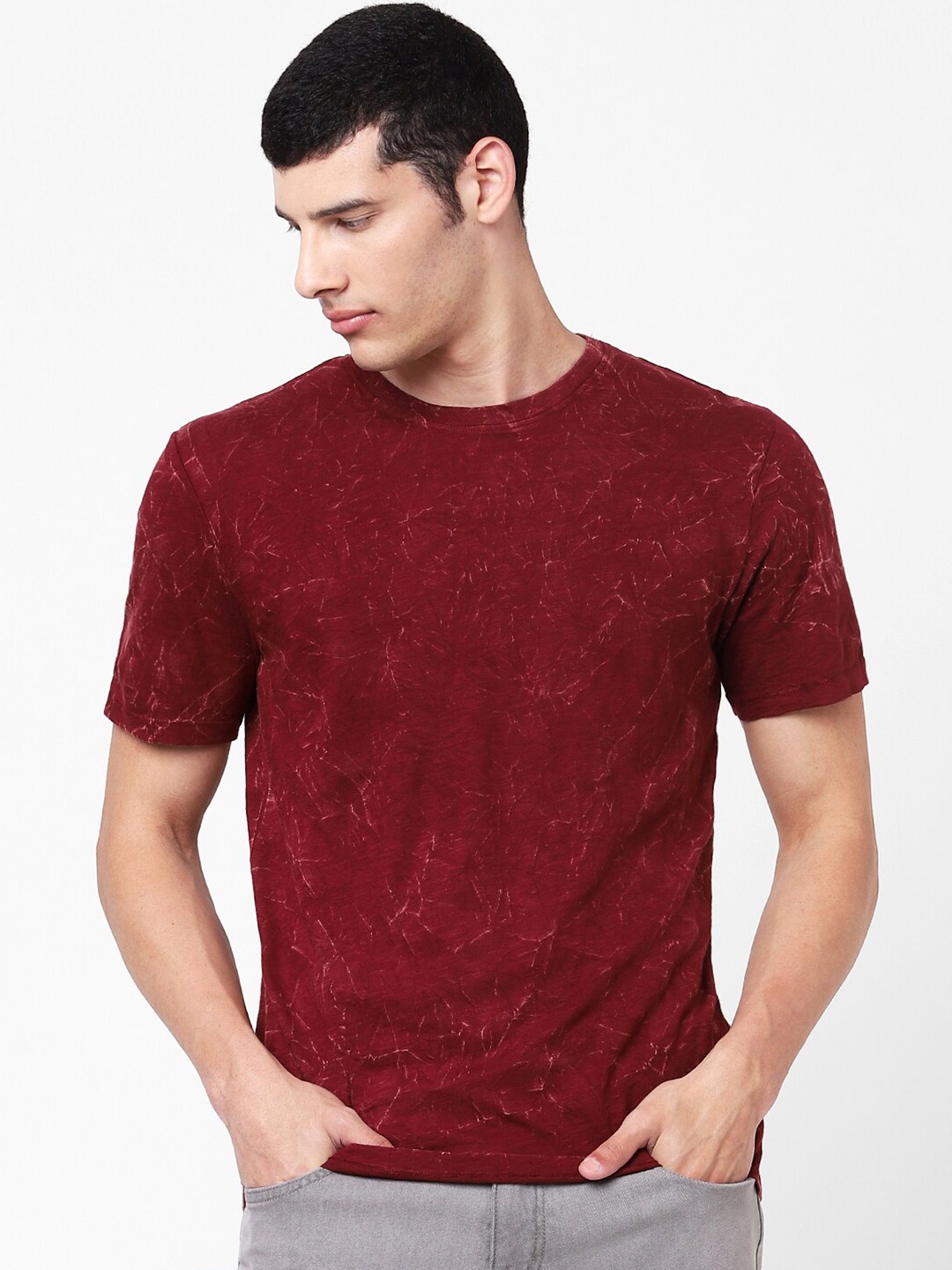 Celio Men Maroon Printed T-shirt