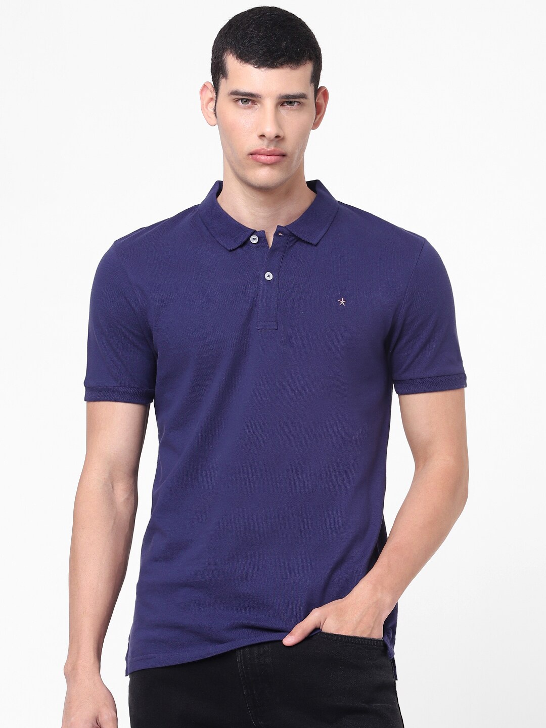 

Celio Men Purple Polo Collar Cotton T-shirt