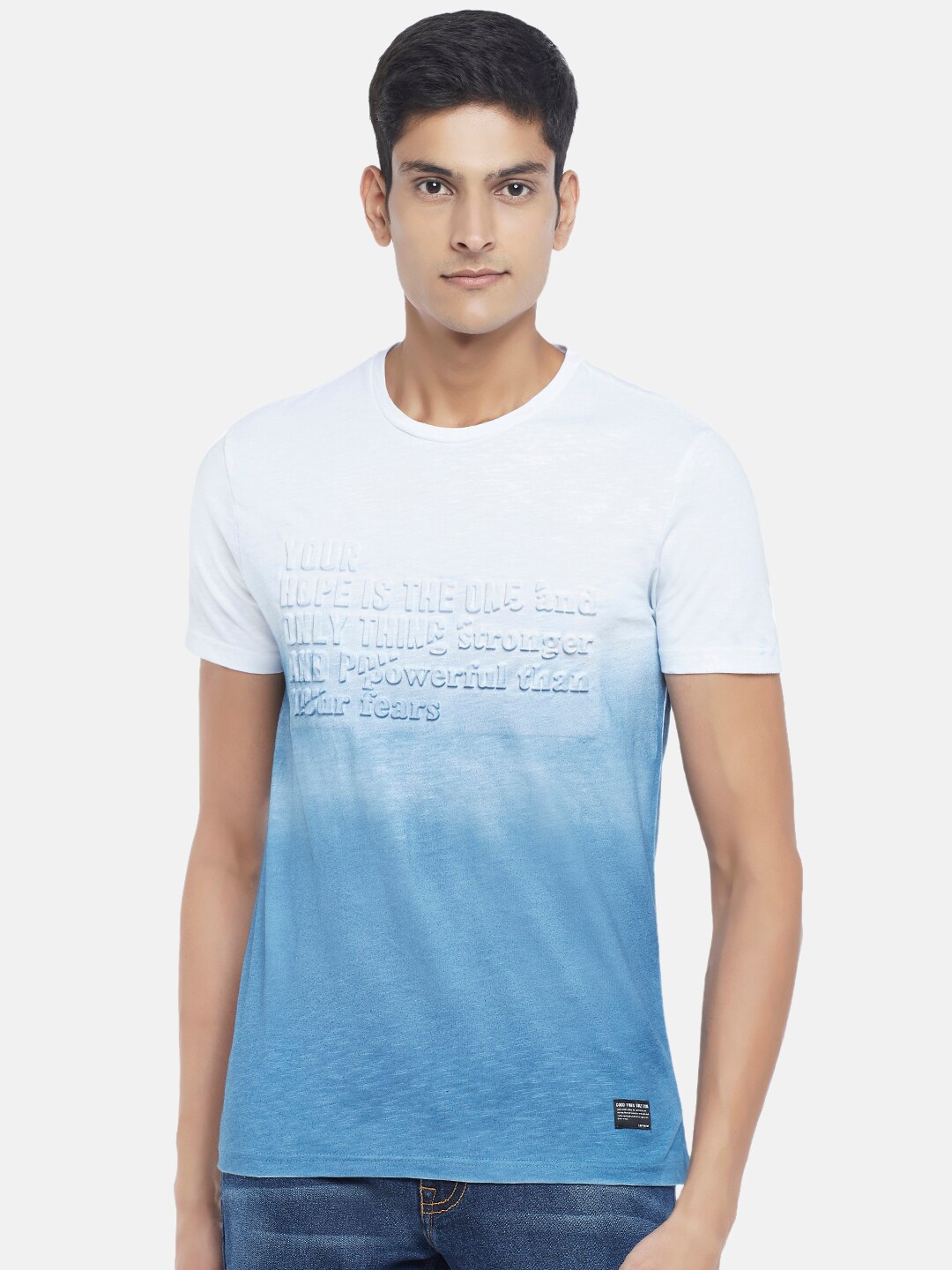 

People Men Blue Typography Printed T-shirt