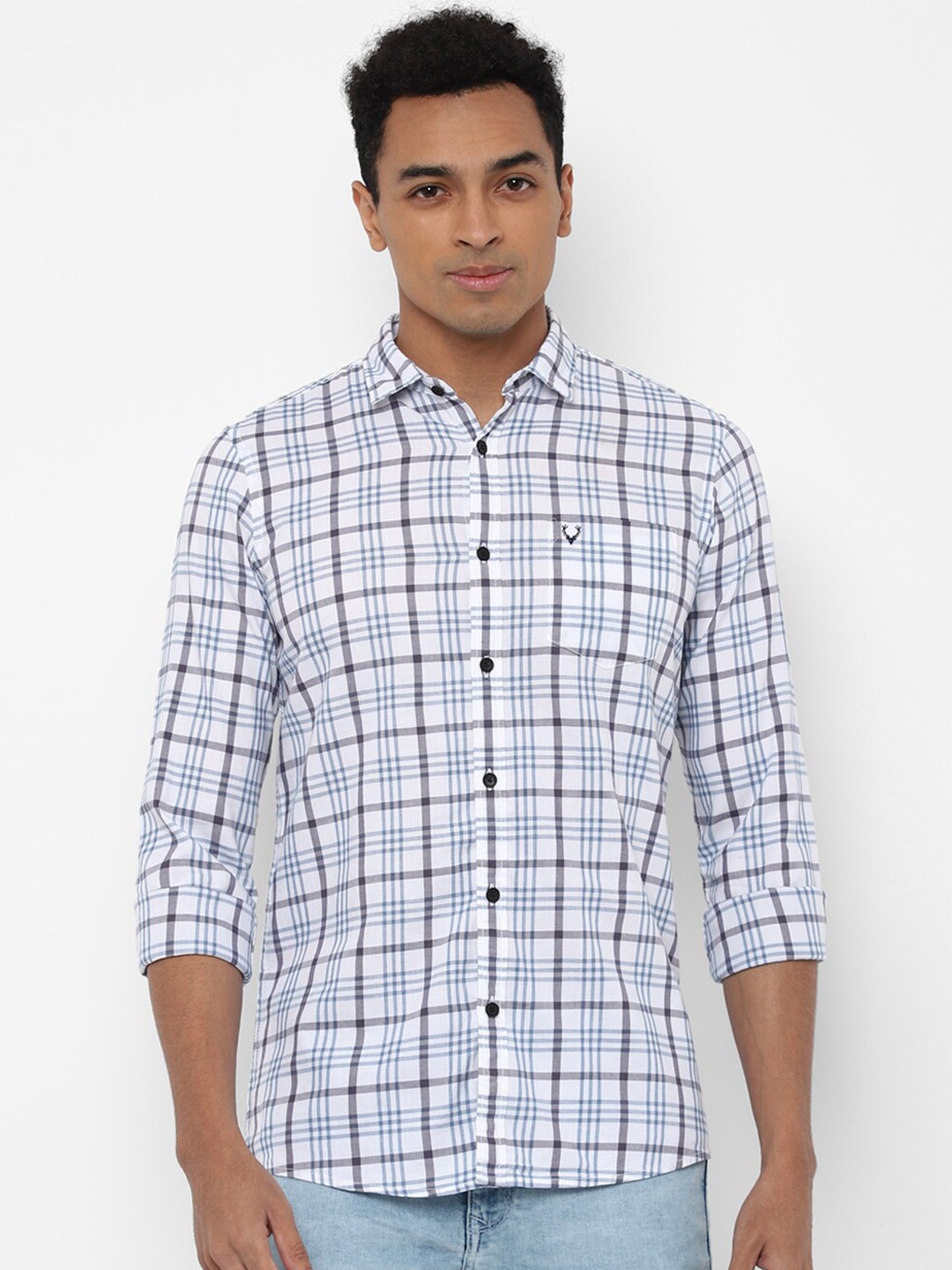 

Allen Solly Sport Men Blue Checked Cotton Casual Shirt