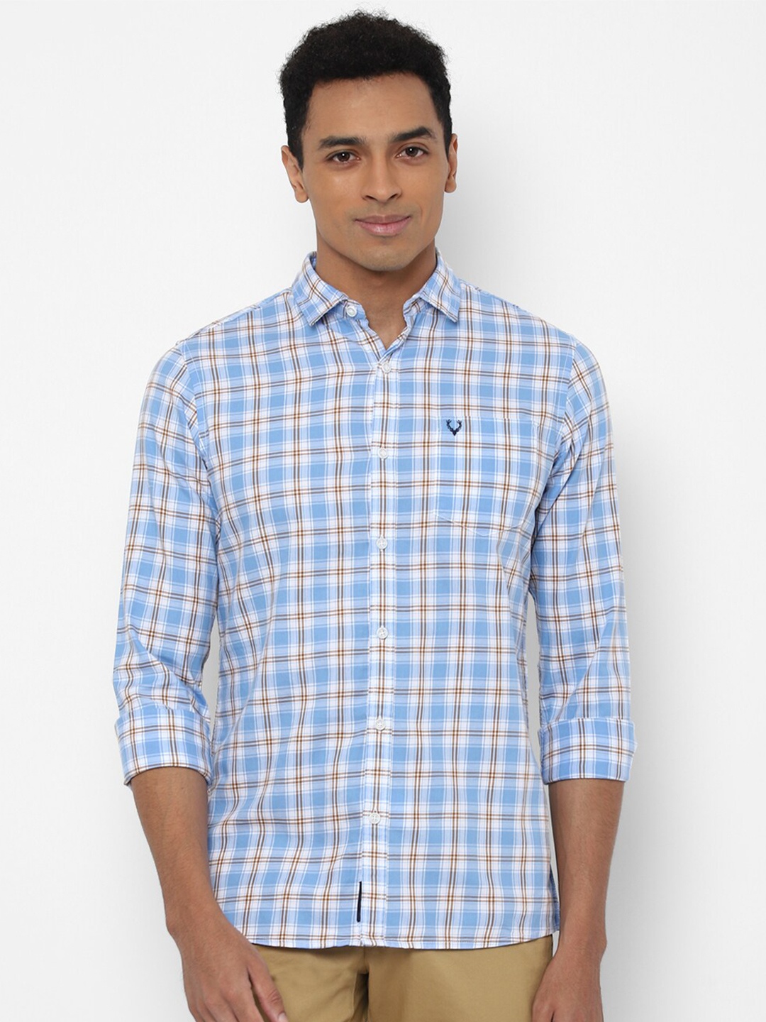 

Allen Solly Sport Men White & Blue Checked Regular Fit Pure Cotton Casual Shirt