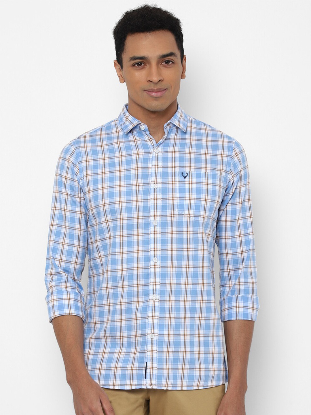 

Allen Solly Sport Men Blue Checked Cotton Casual Shirt
