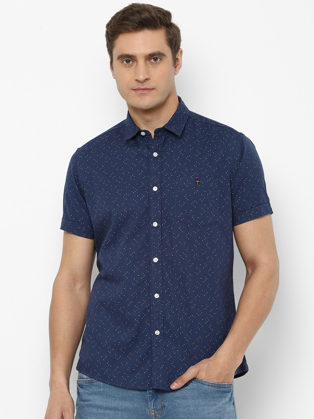 

Louis Philippe Jeans Men Navy Blue Slim Fit Printed Casual Shirt