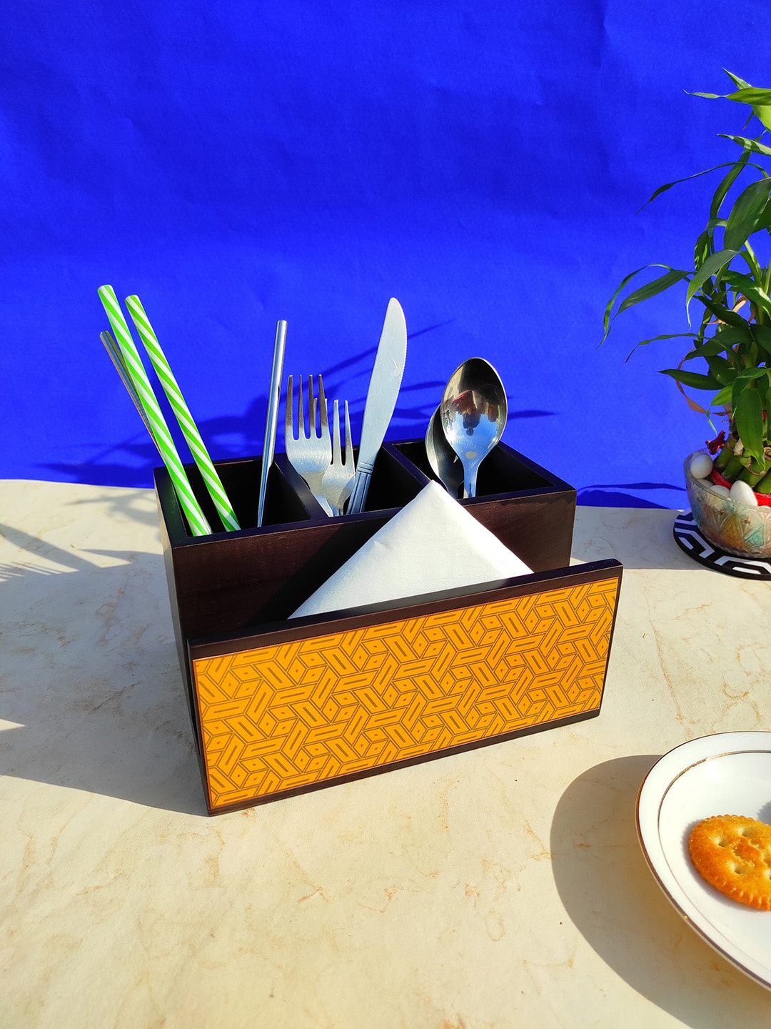 

CRAYTON Yellow Multipurpose Cutlery & Tissue Holder