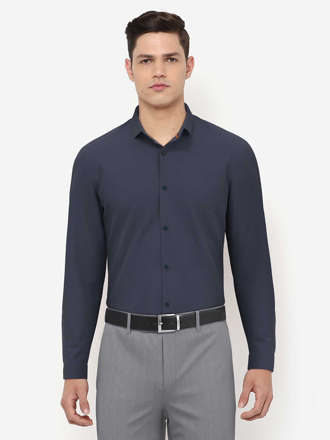 

Peter England Men Navy Blue Slim Fit Casual Shirt