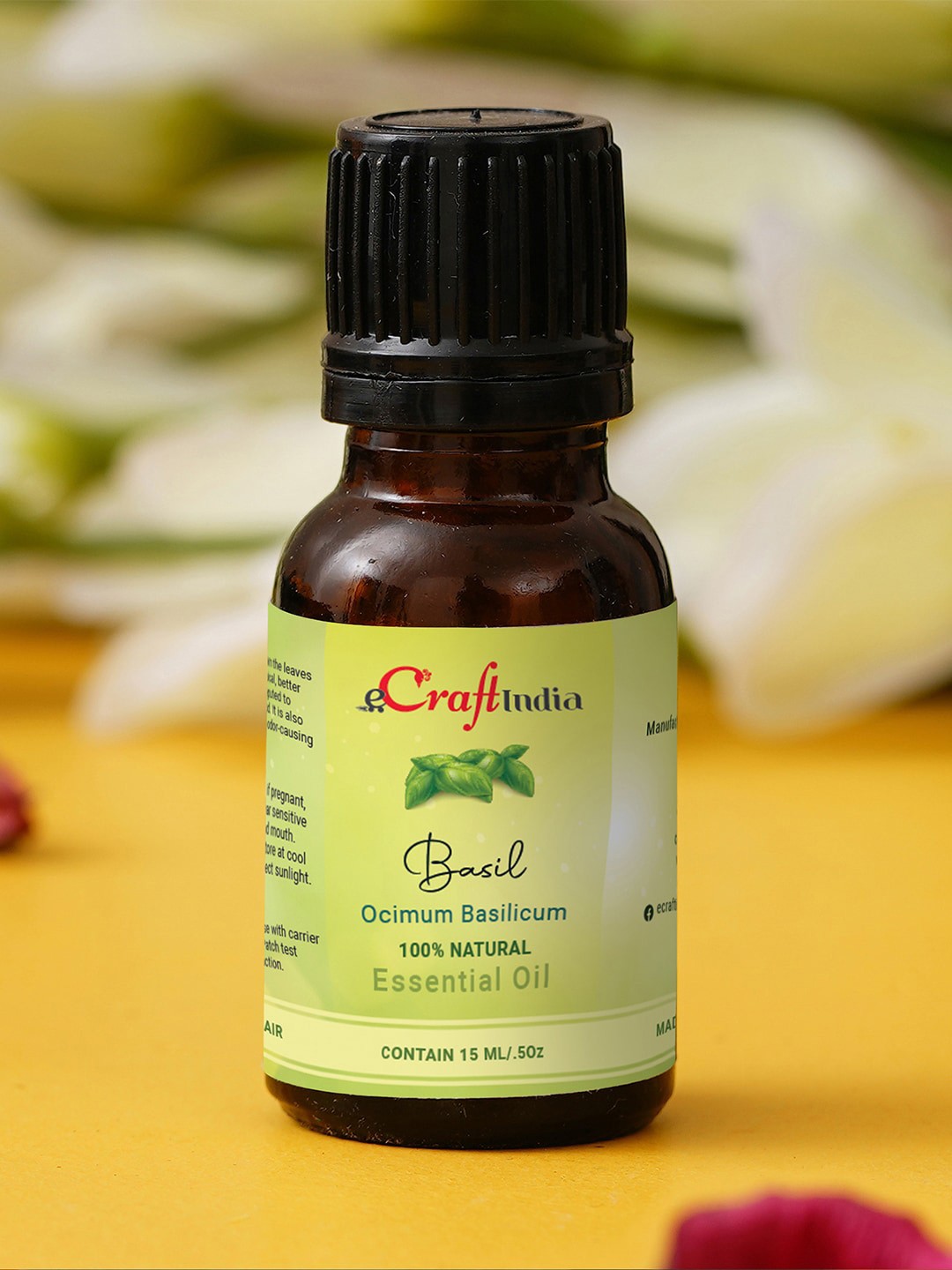 

eCraftIndia Basil 100% Natural Essential Oil 15 ml, Multi