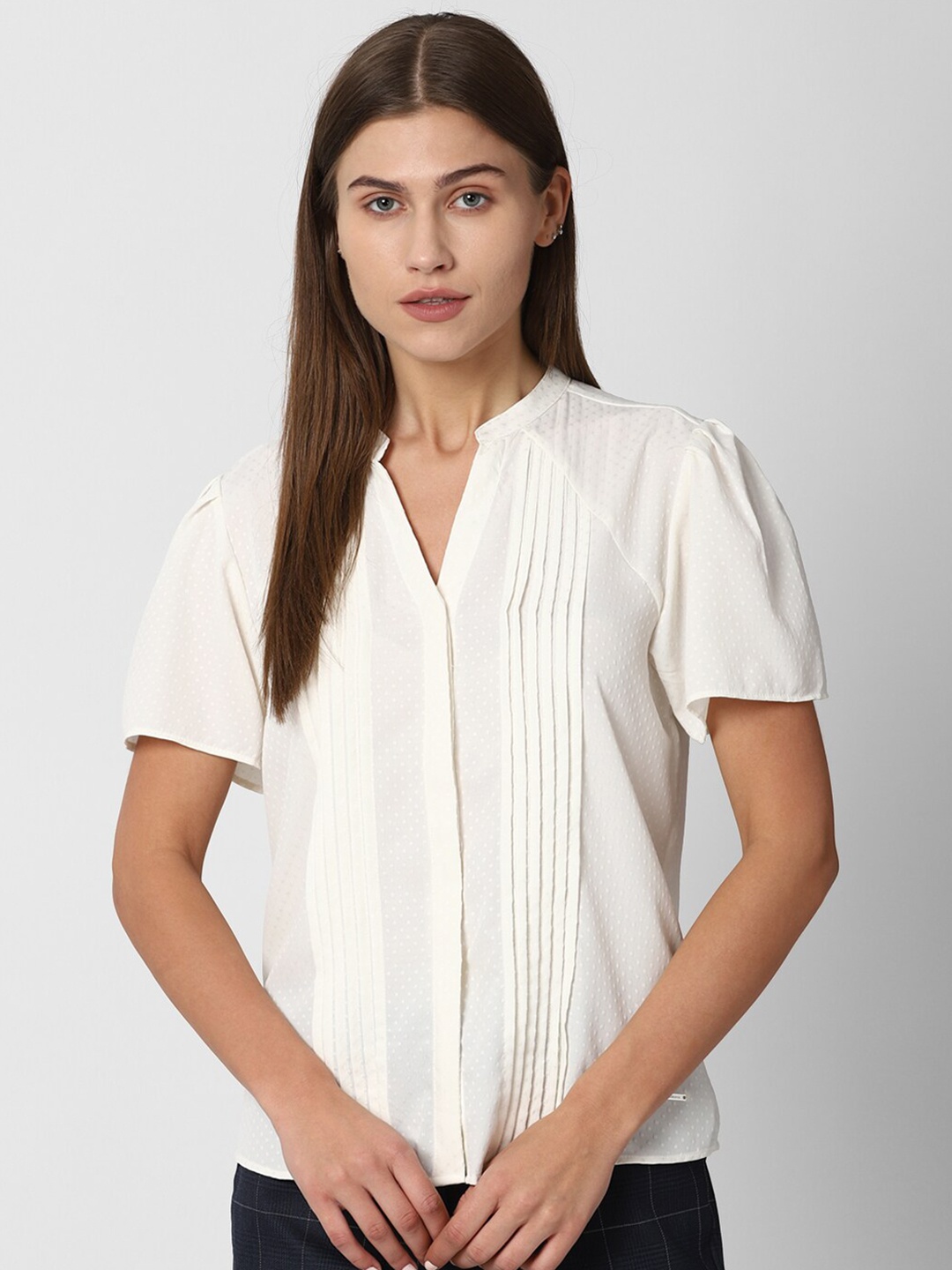 

Van Heusen Woman Women Cream-Coloured Casual Shirt
