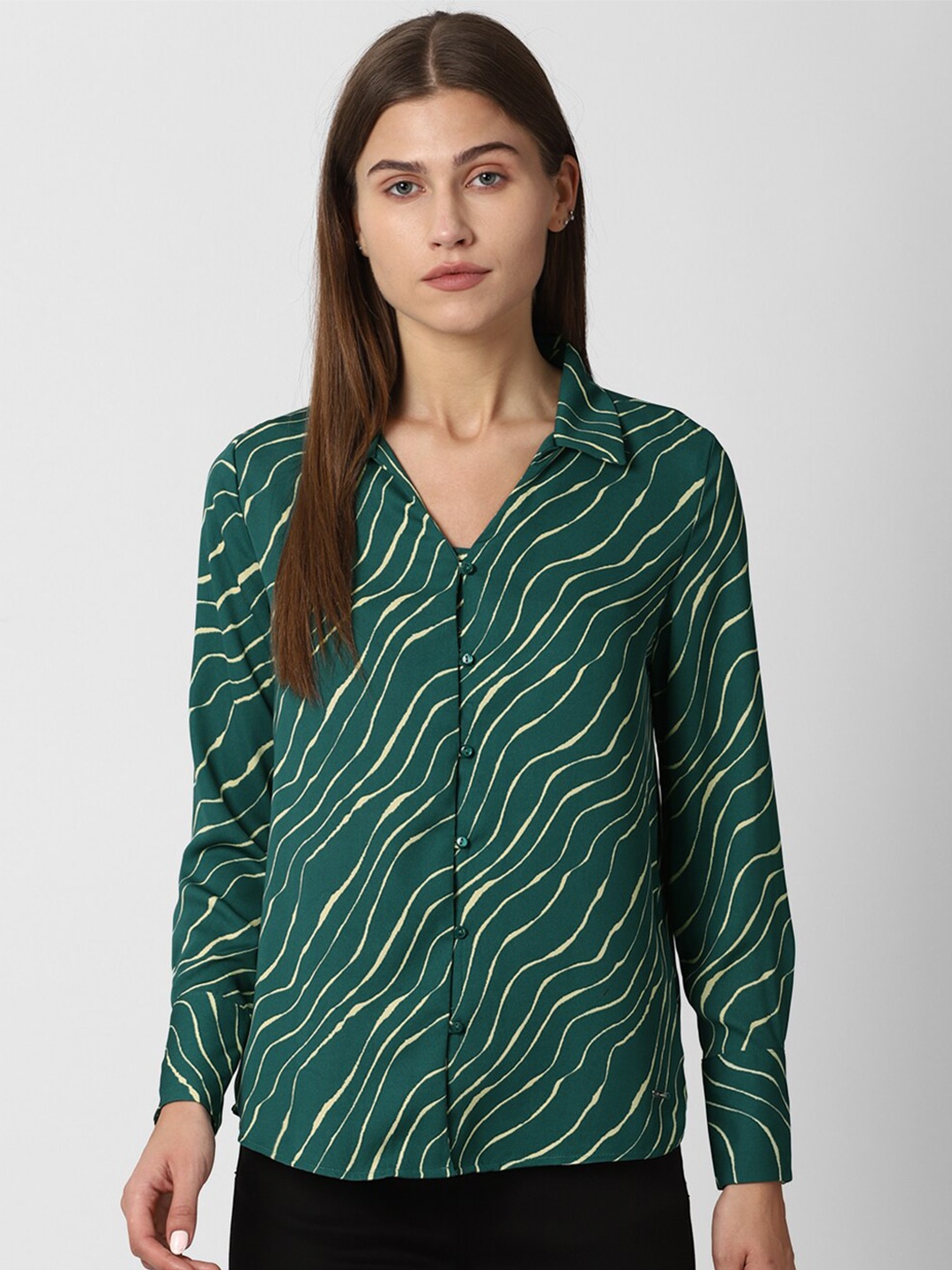 

Van Heusen Woman Women Green Printed Regular Fit Casual Shirt