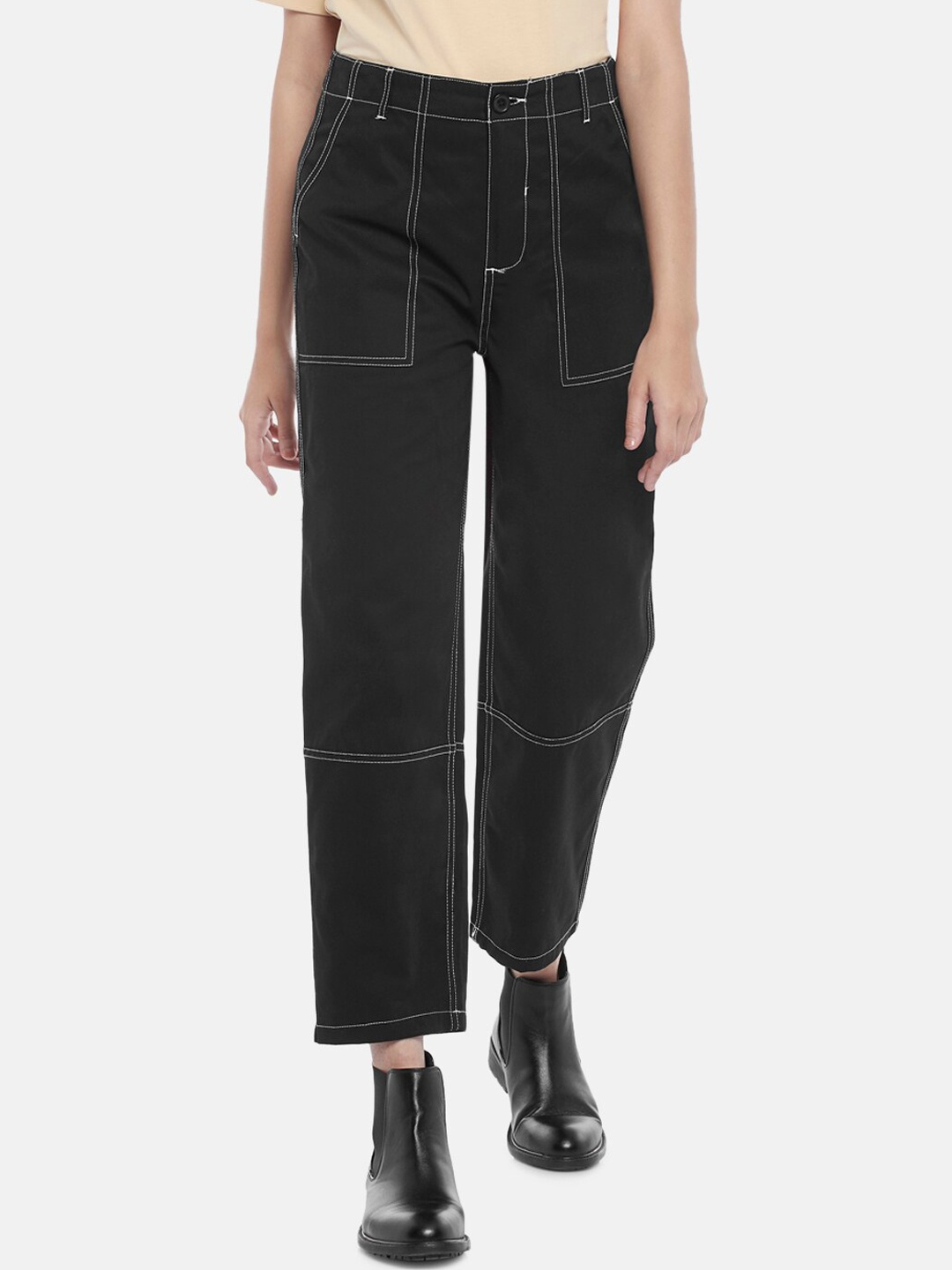 

SF JEANS by Pantaloons Women Black Wide Leg High-Rise Jeans