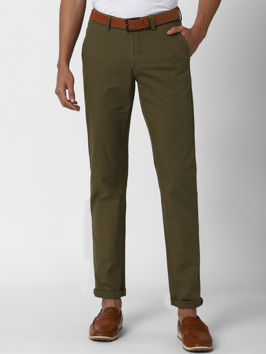 

Van Heusen Sport Men Olive Green Slim Fit Trousers