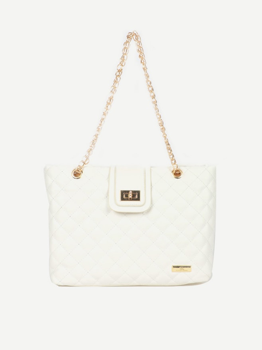 

Carlton London White Textured Structured Shoulder Bag with Quilted