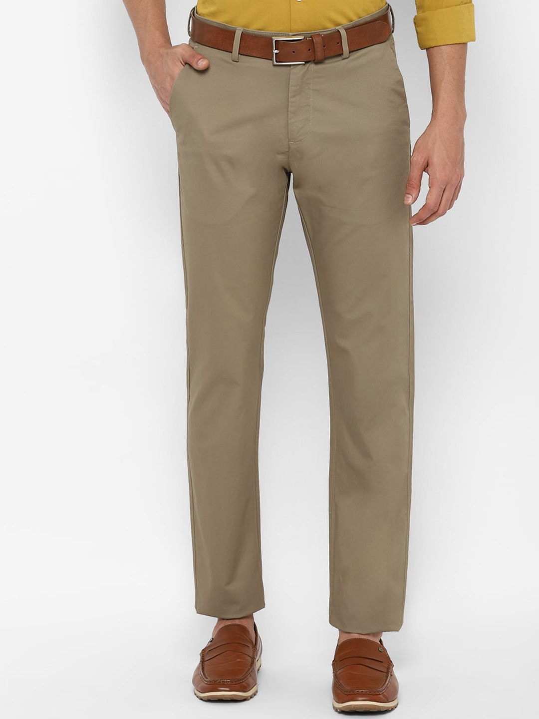 

Allen Solly Men Khaki Solid Mid Rise Casual Trousers