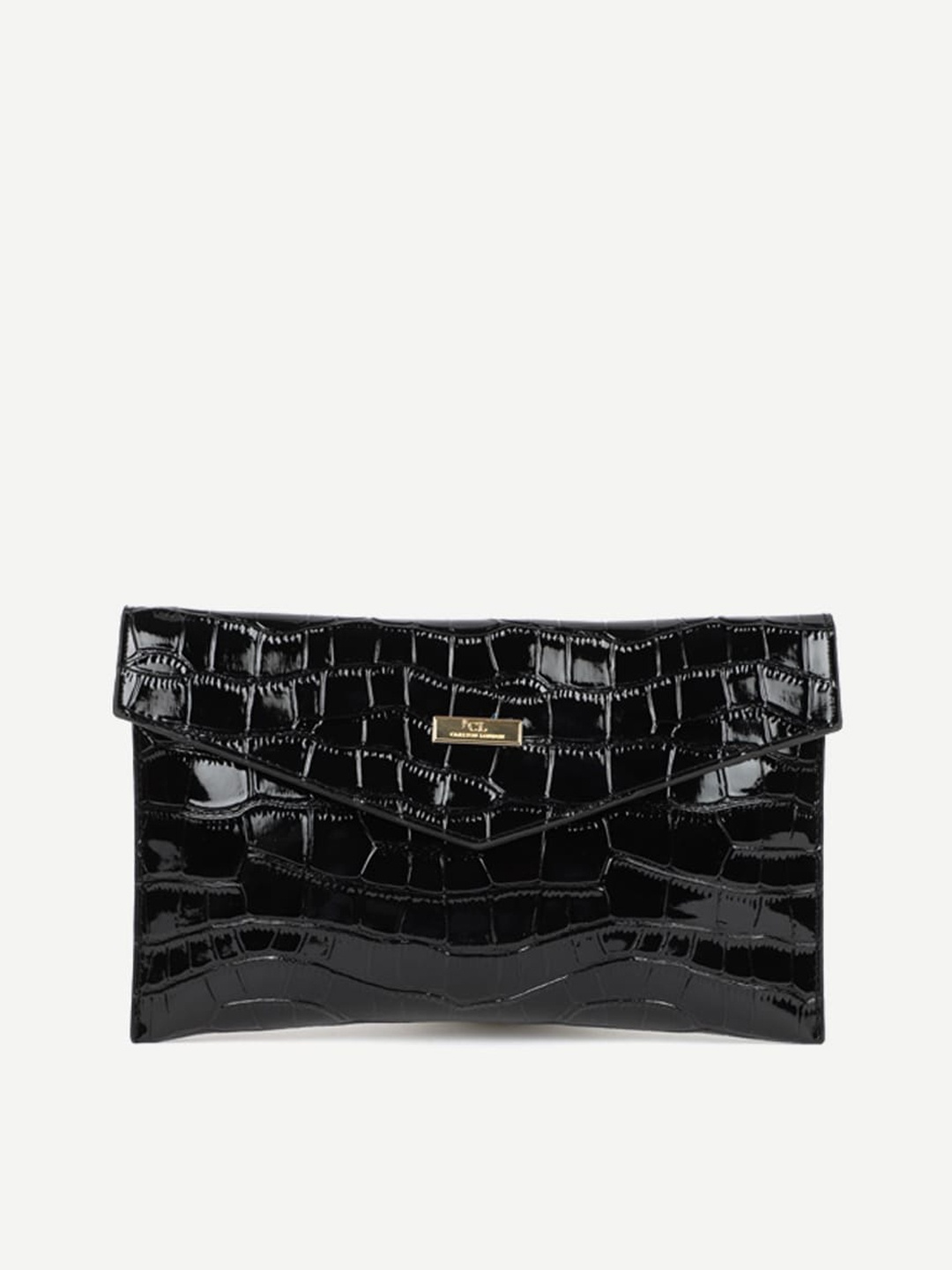 

Carlton London Black Animal Textured Structured Sling Bag