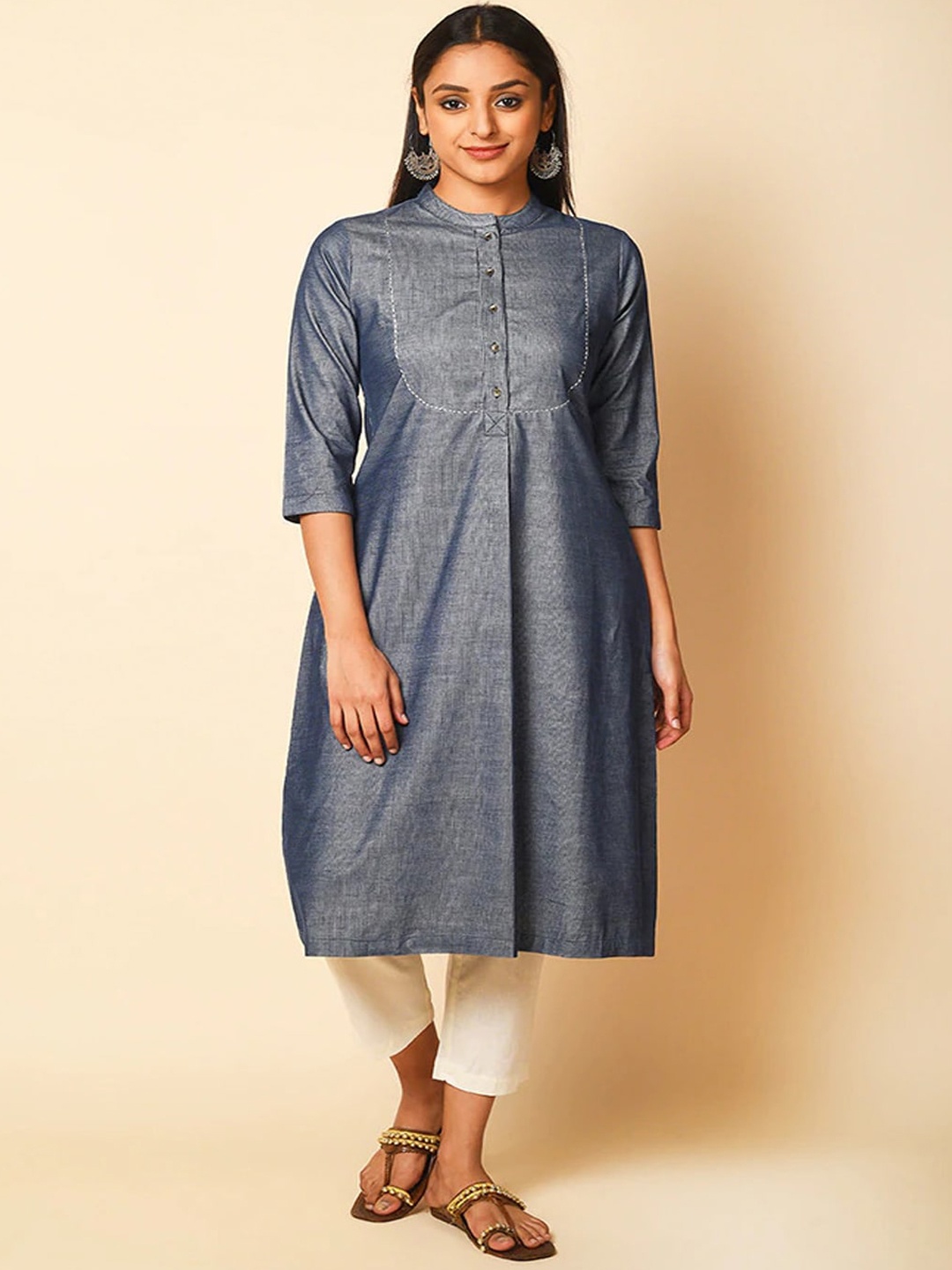 

BARARA ETHNIC Women Pure Cotton Kurta, Blue