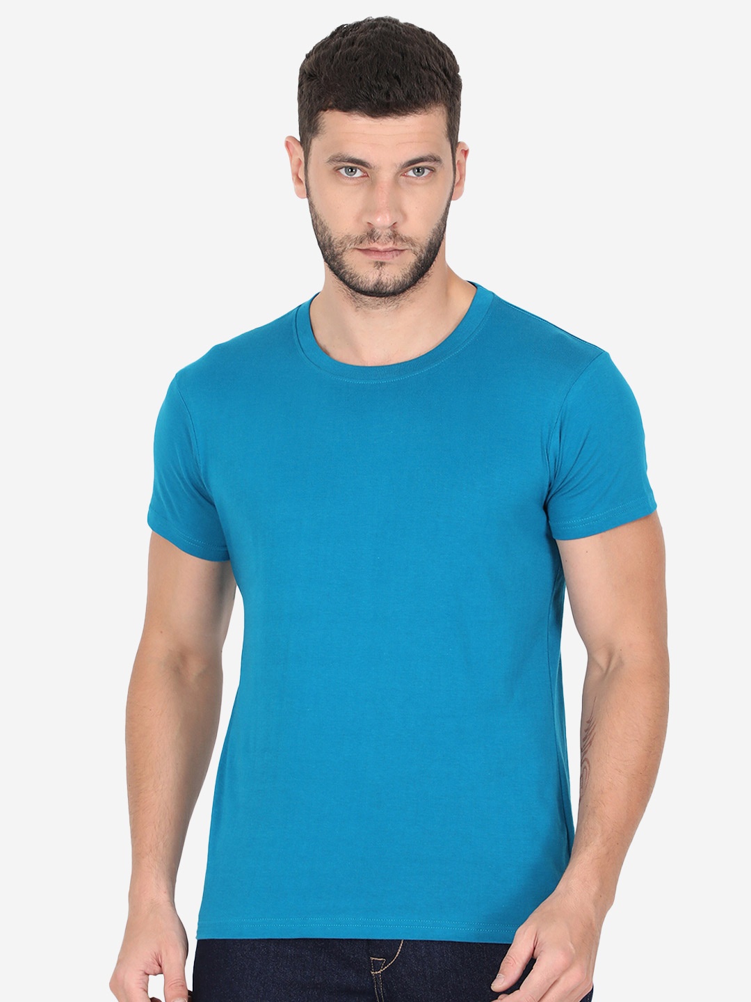 

Jolie robe Men Blue Pure Cotton T-shirt