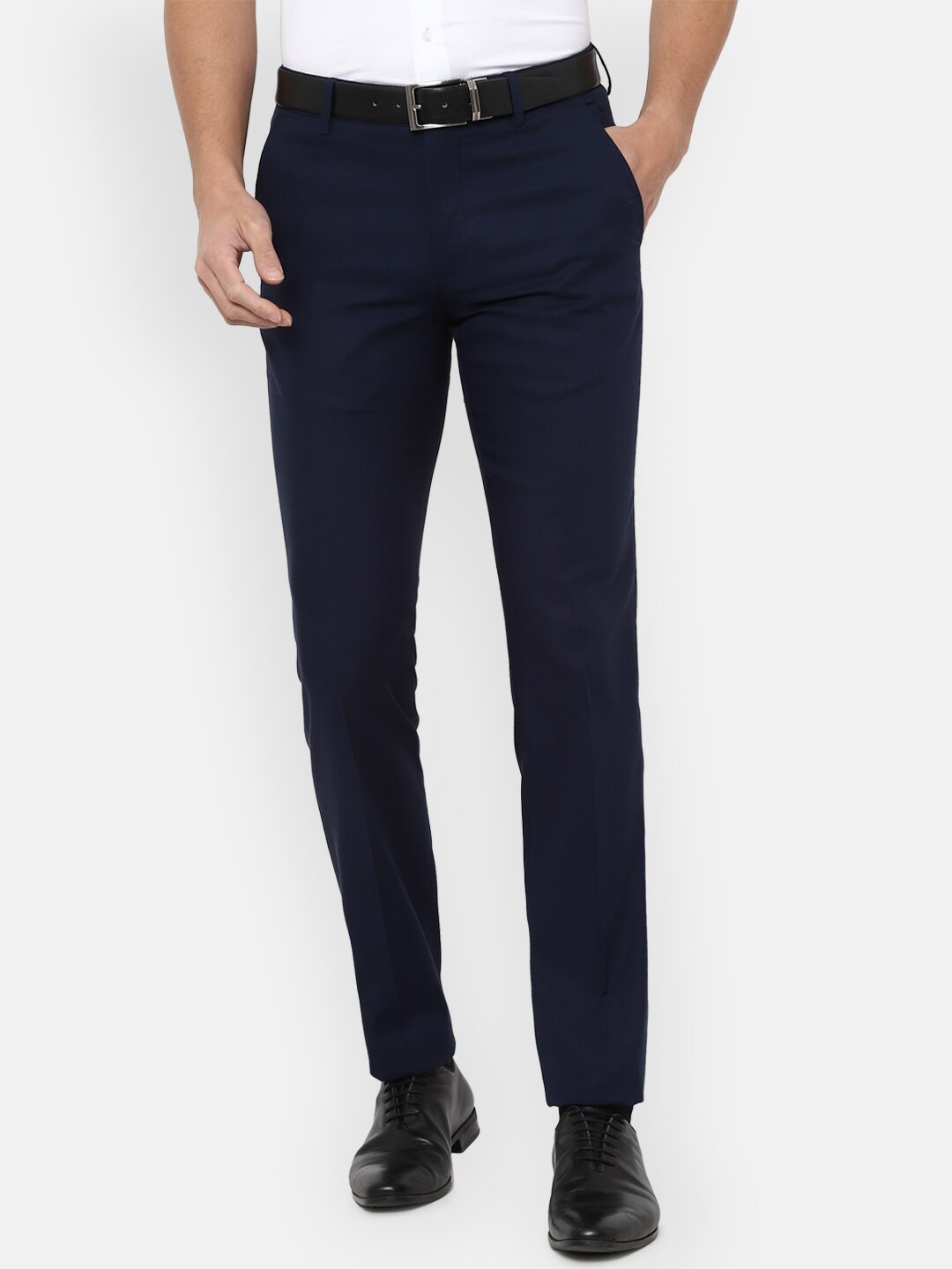 

Luxure by Louis Philippe Men Navy Blue Slim Fit Trousers