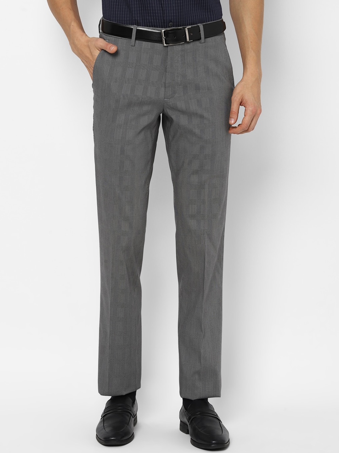 

Luxure by Louis Philippe Men Grey Checked Slim Fit Trousers