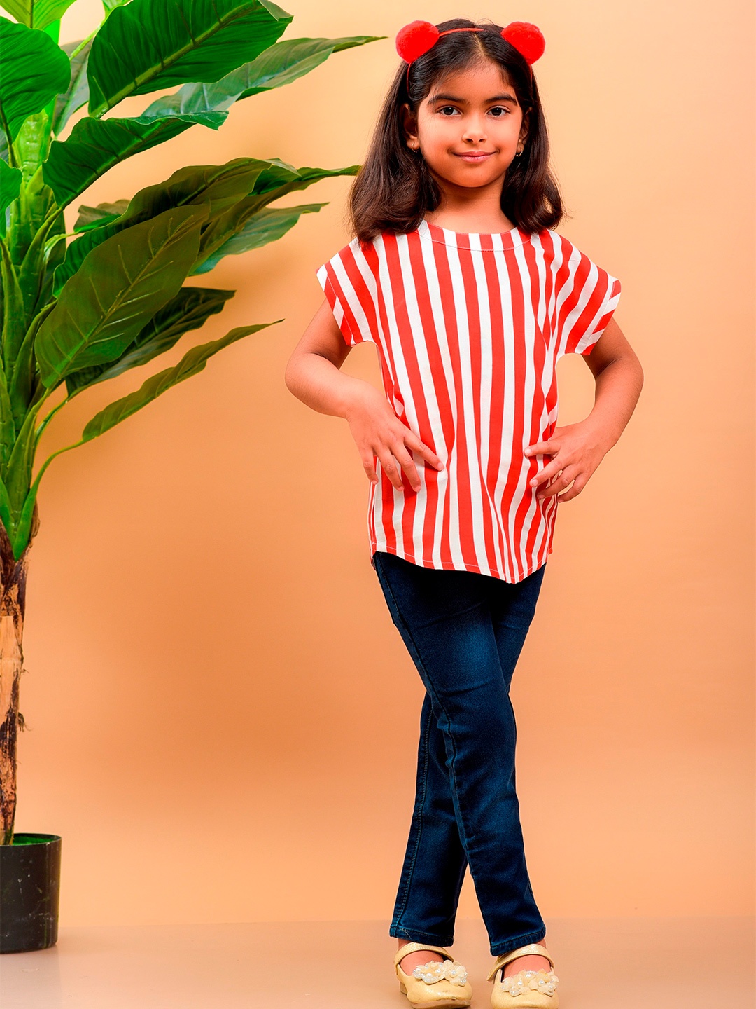 

misbis Red & White Striped Regular Top