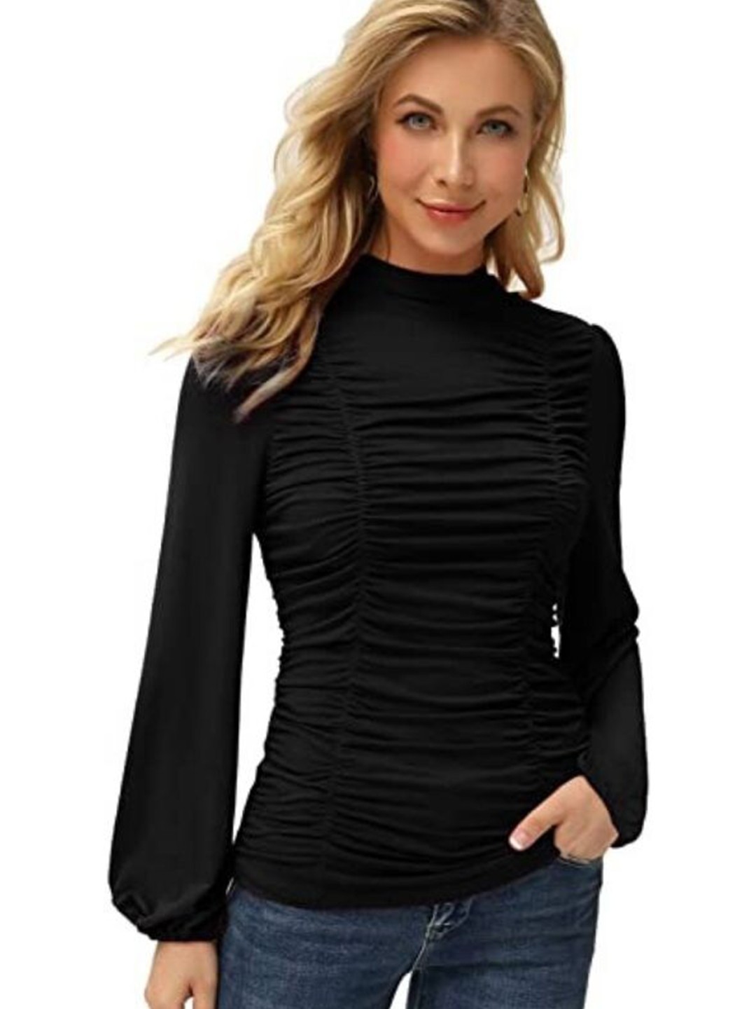 

La Aimee Black Ruched Top
