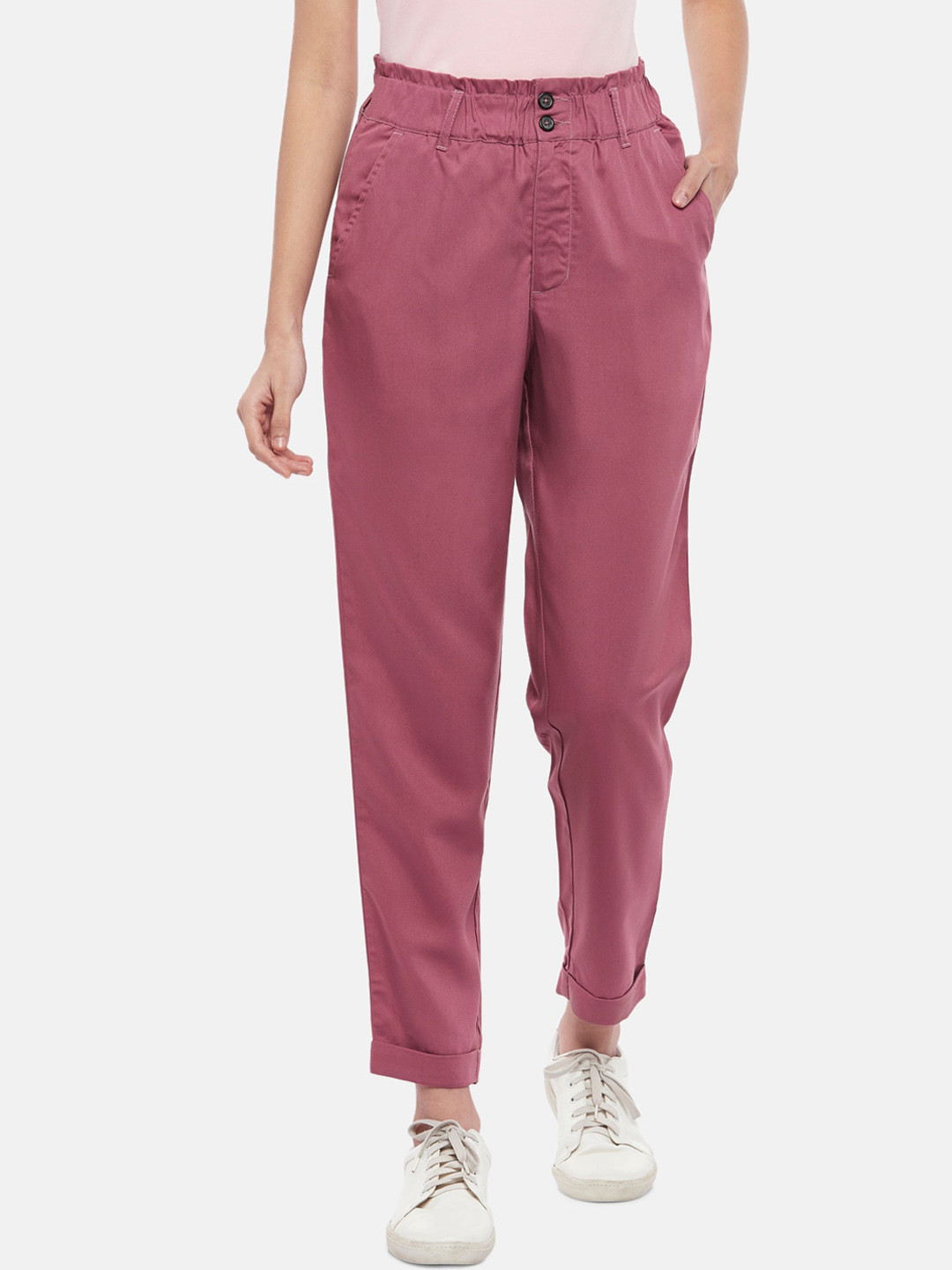 

Honey by Pantaloons Women Pink Solid Trousers